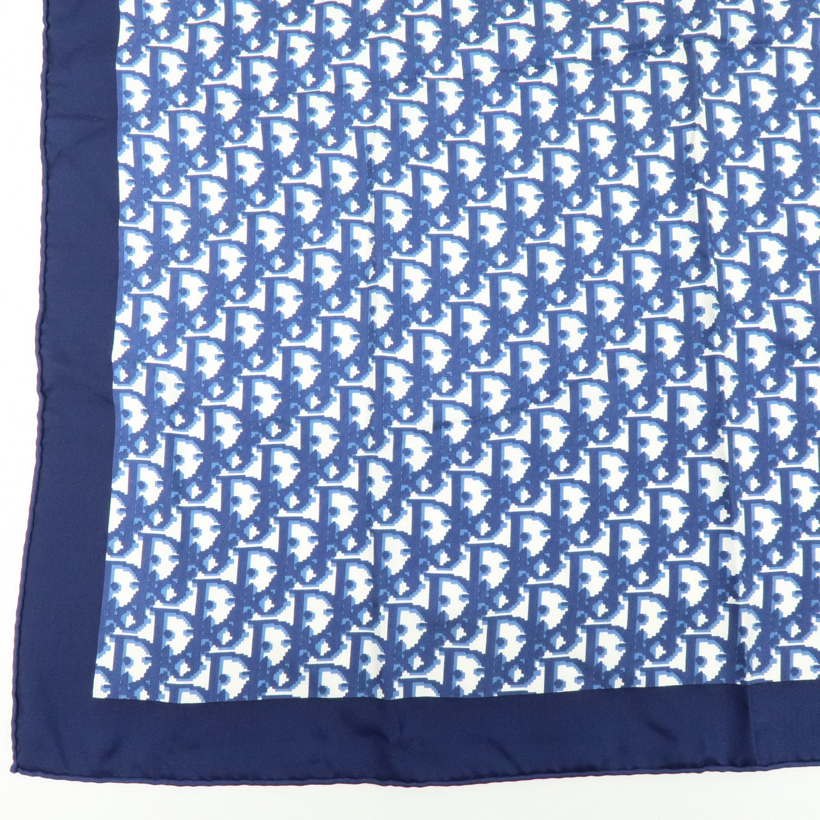 Christian Dior Logo Silk 100% Scarf Navy White