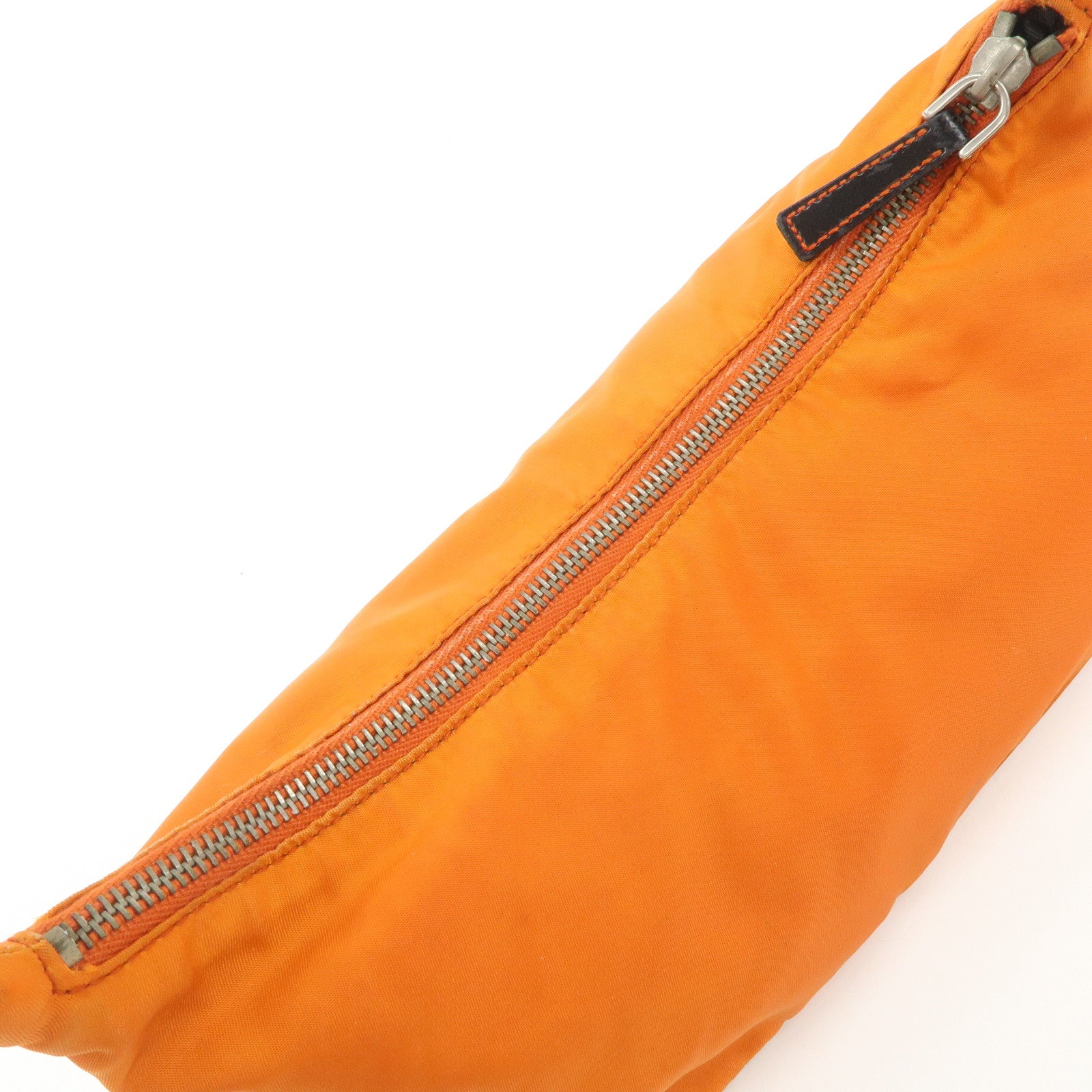 PRADA Triangle Logo Nylon Leather Shoulder Bag Orange BR1267