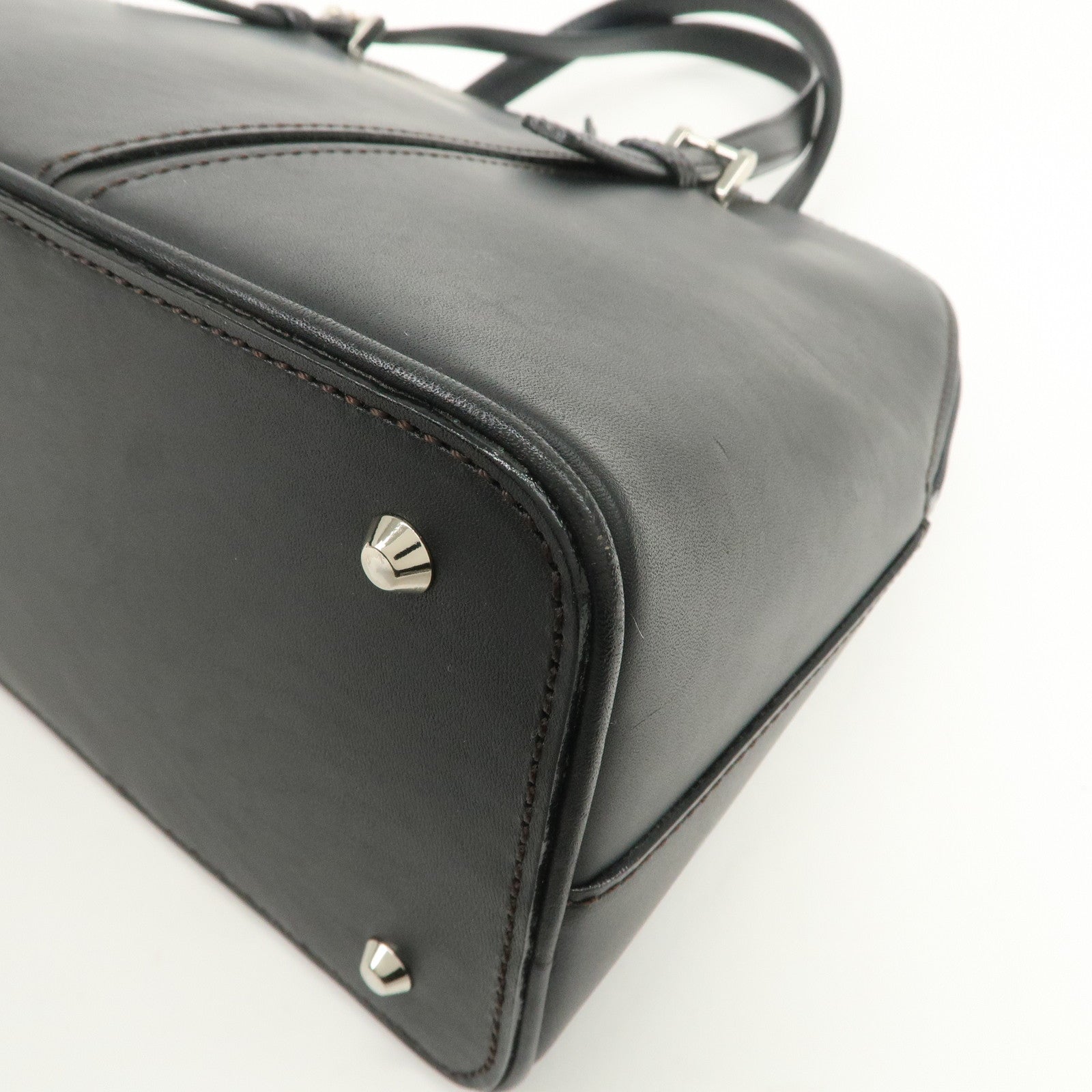 BURBERRY Logo Leather Hand Bag Black