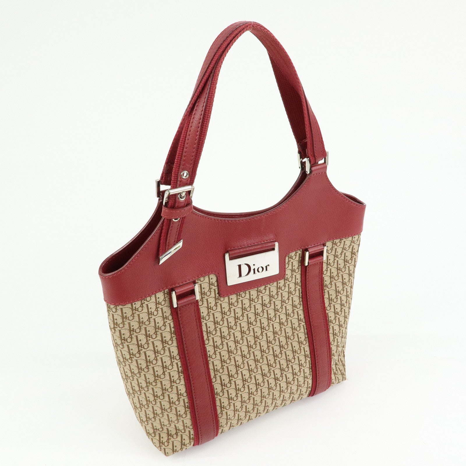 Christian Dior Street Chic Trotter Jaquard Canvas Leather Hand Bag