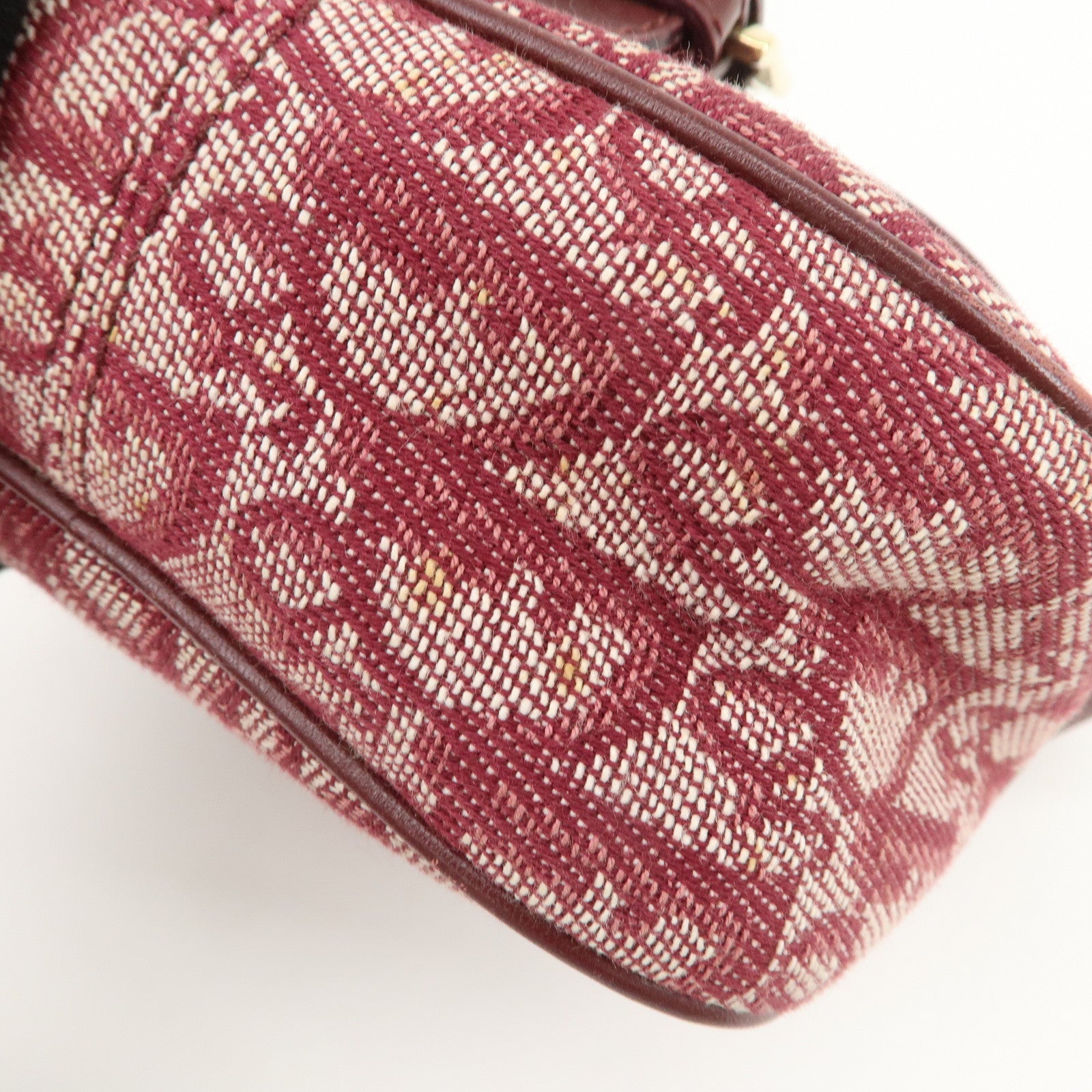 Christian Dior Trotter Jacquard Leather Shoulder Bag Burgundy