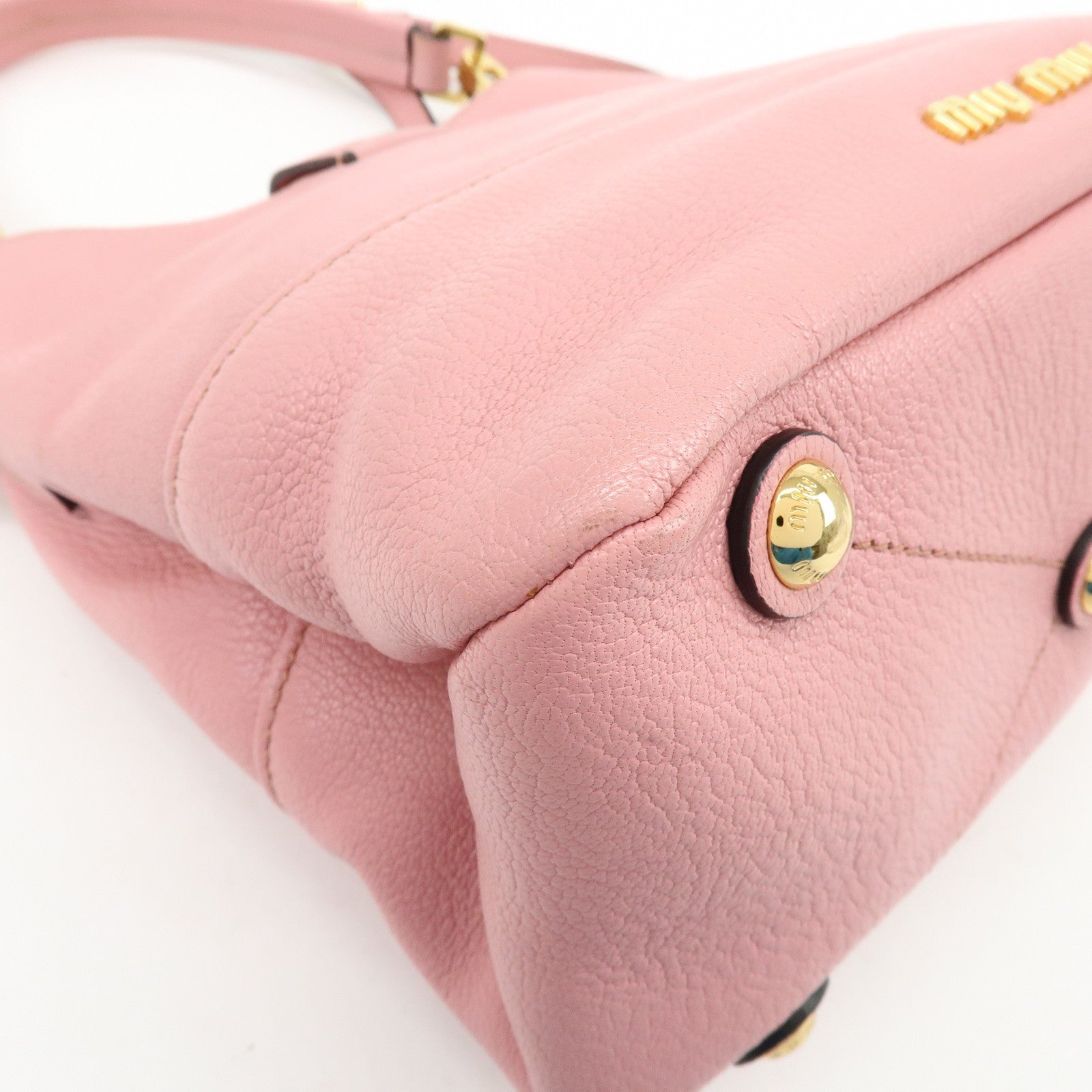 MIU MIU Madras Leather 2Way Bag Hand Bag Shoulder Bag Pink RR1951