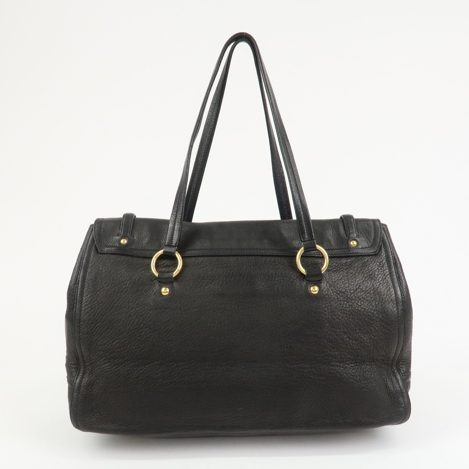 MIU MIU Leather Tote Bag Shoulder Bag Black