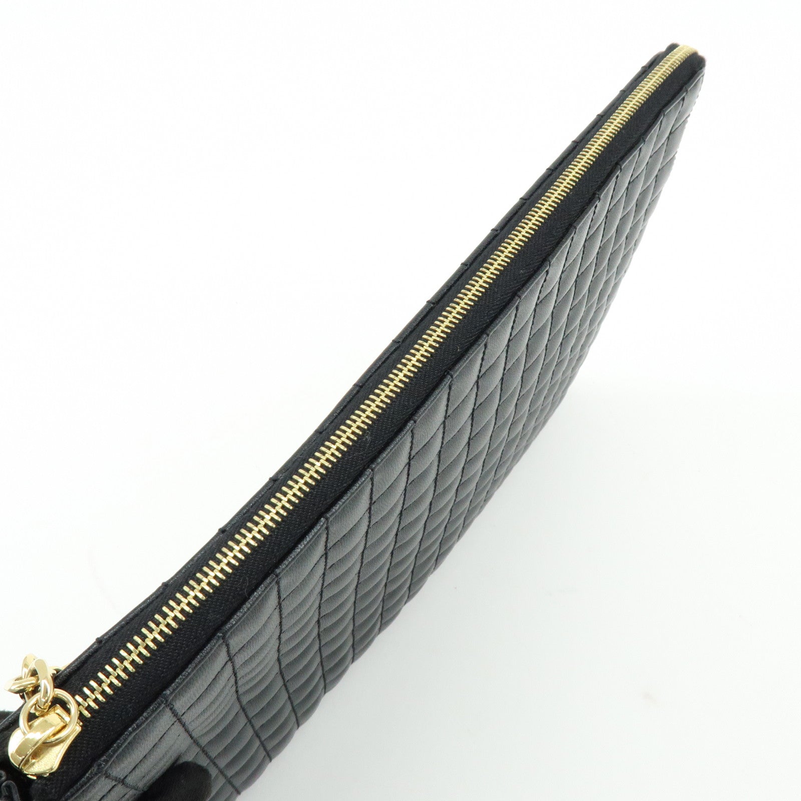 CELINE C Charm Leather Clutch Bag Pouch Black