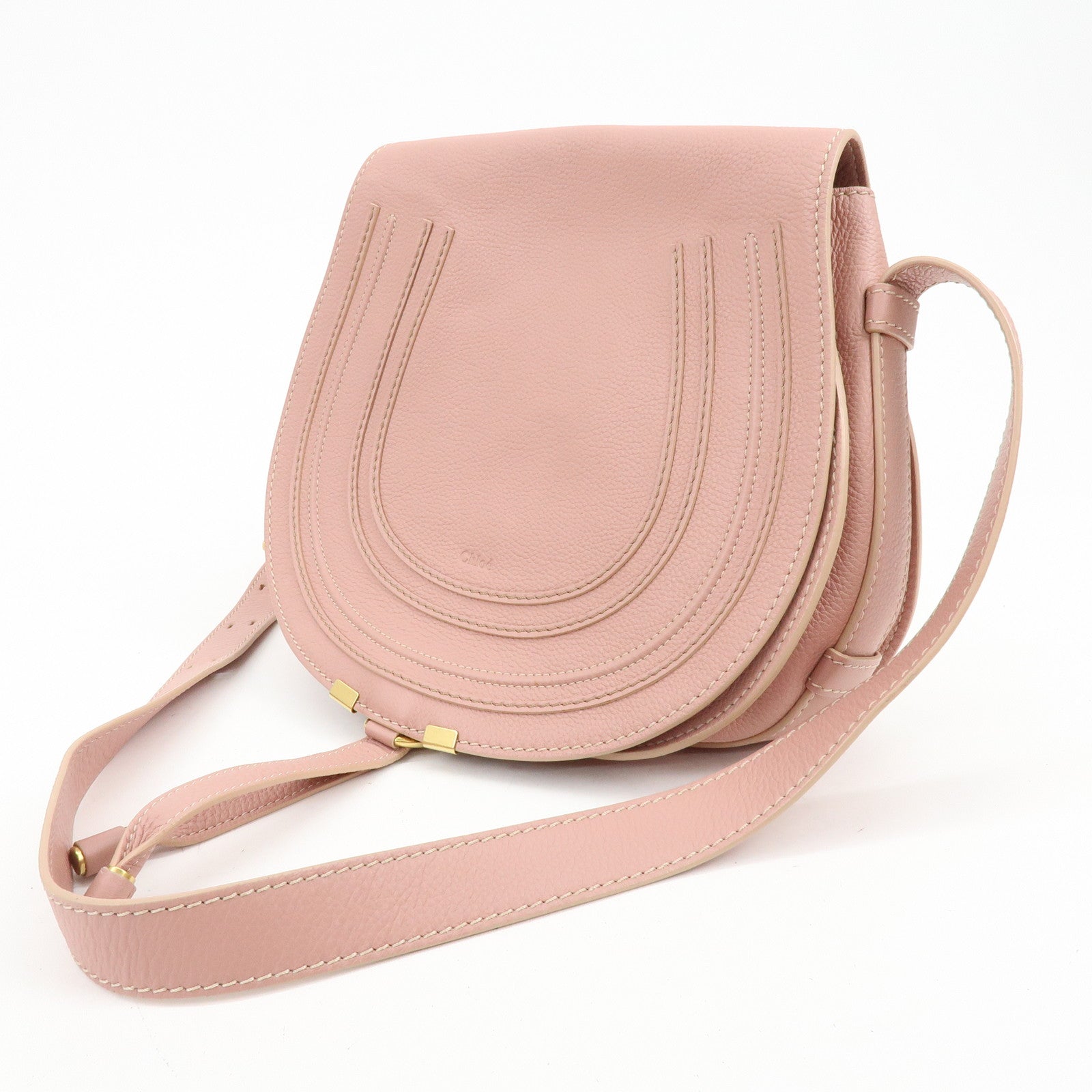 Chloe Marcie Leather Shoulder Bag Crossbody Bag Pink