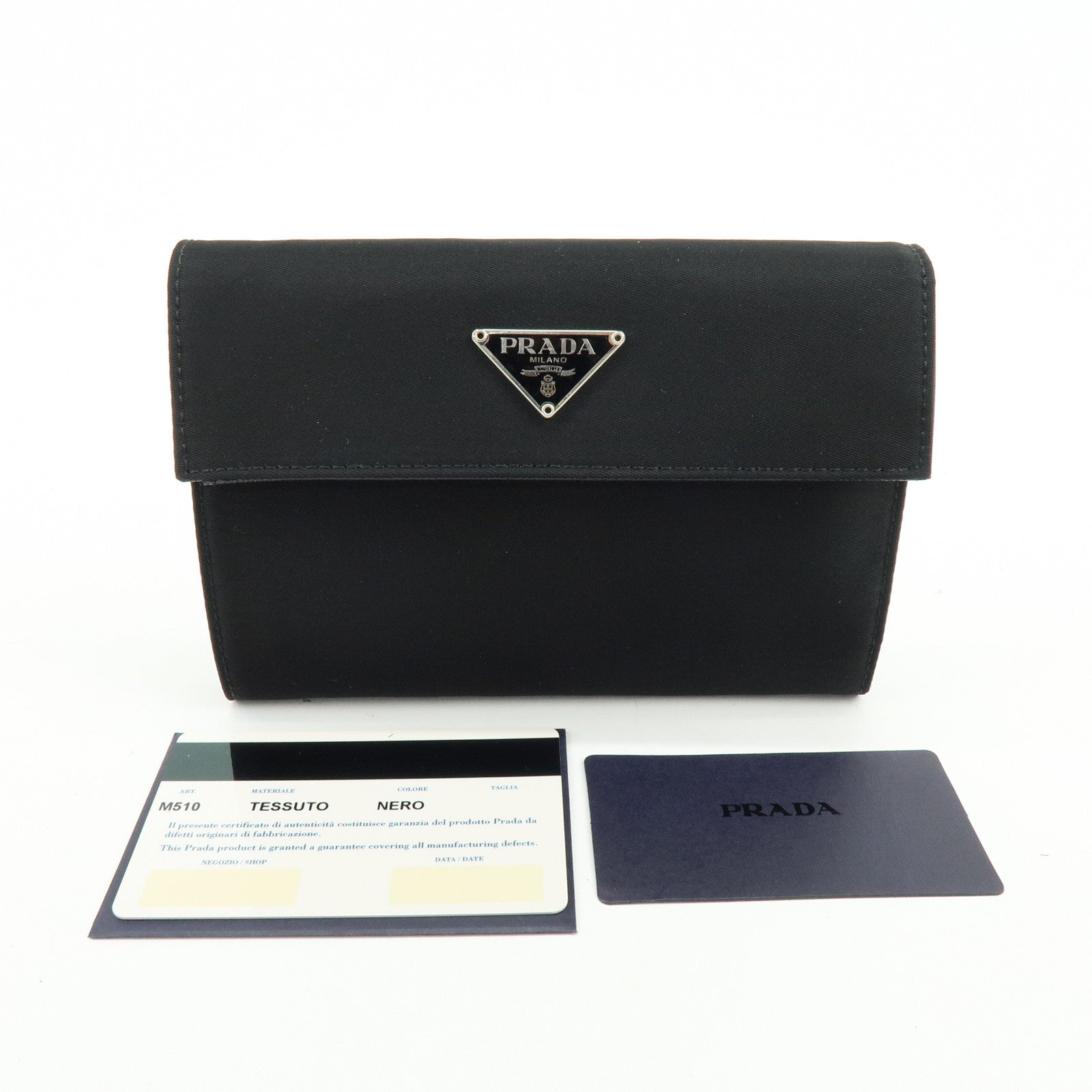 PRADA Triangle Logo Nylon Saffiano Leather Tri-fold Wallet M510