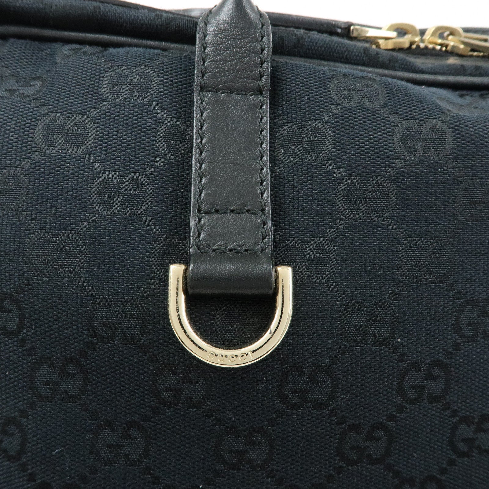 GUCCI Interlocking G Abbey GG Canvas Leather Tote Bag Black 169971