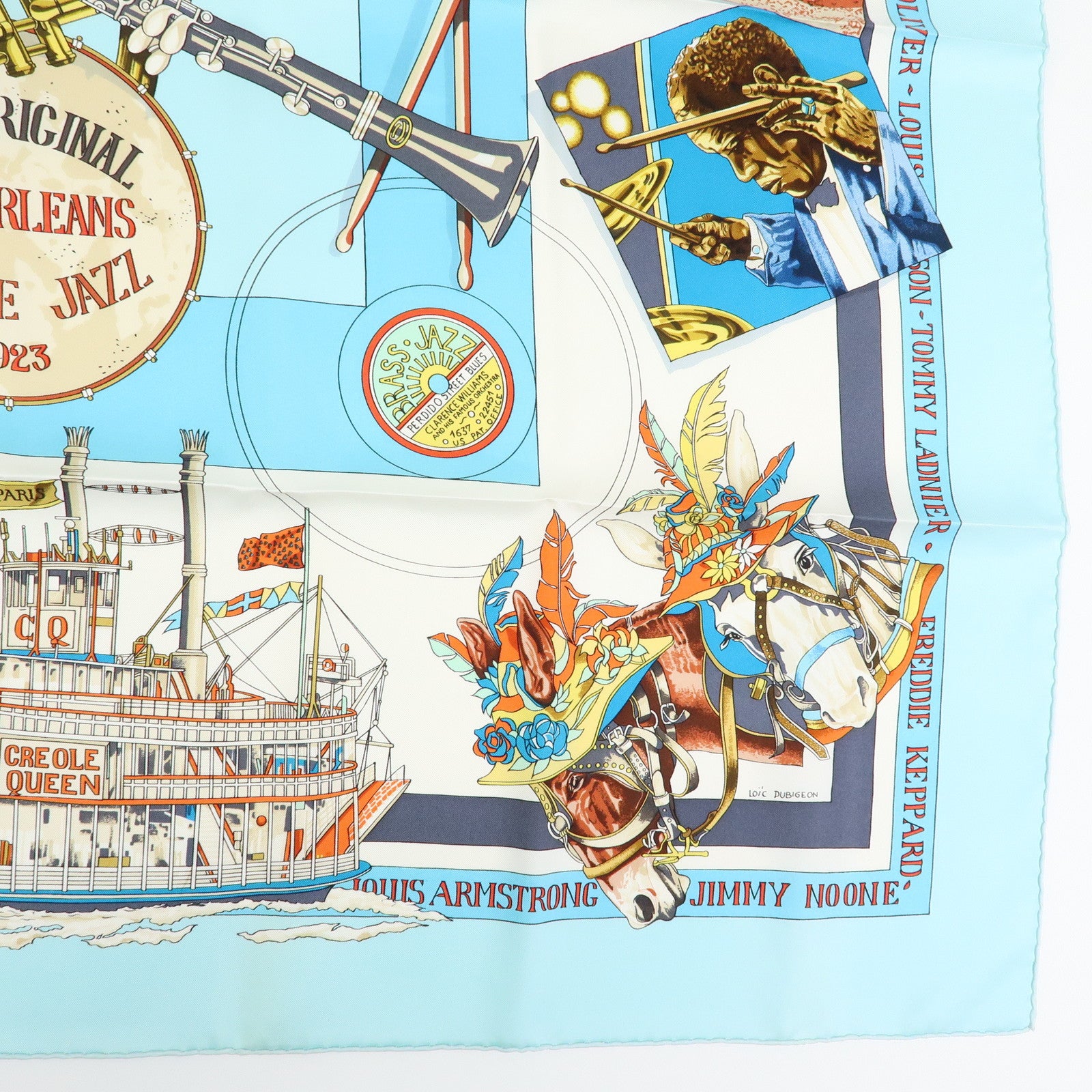 HERMES Carre90 Silk 100% Scarf ORIGINAL NEW ORLEANS CREOLE JAZZ1923
