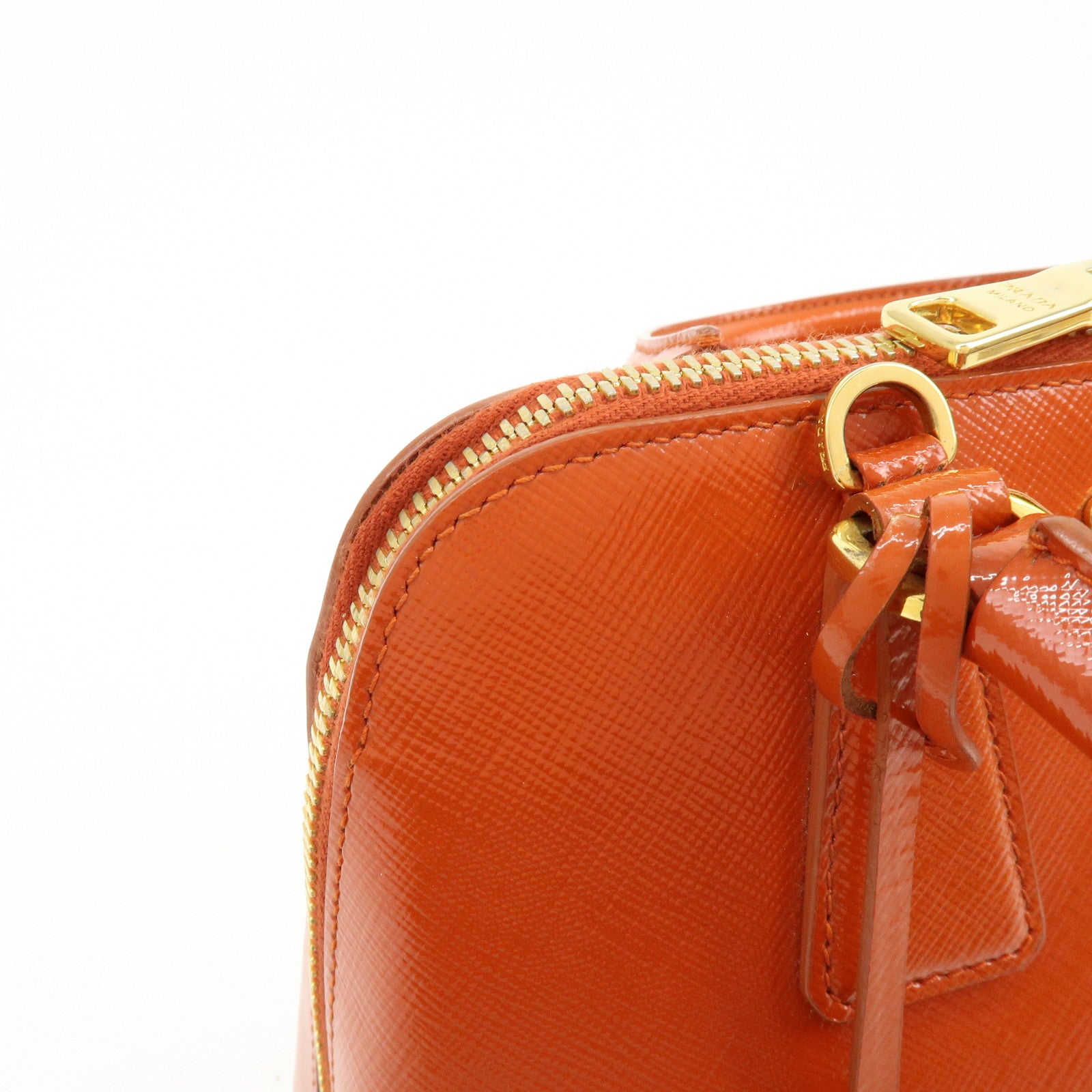 PRADA Triangle Logo Patent Leather 2Way Hand Shoulder Bag BL0838