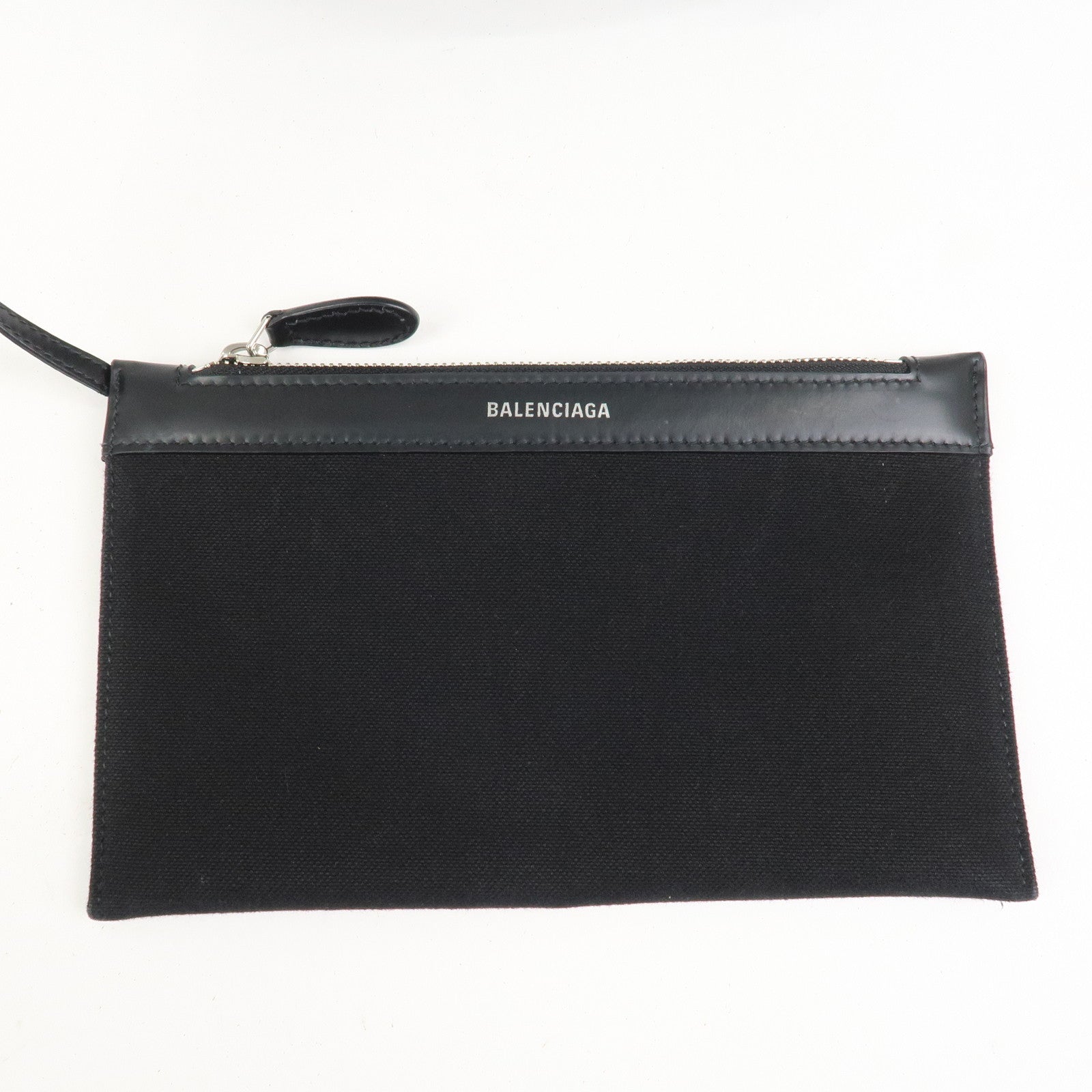 BALENCIAGA Navy Cabas Canvas Leather Small Tote Bag Hand Bag 339933