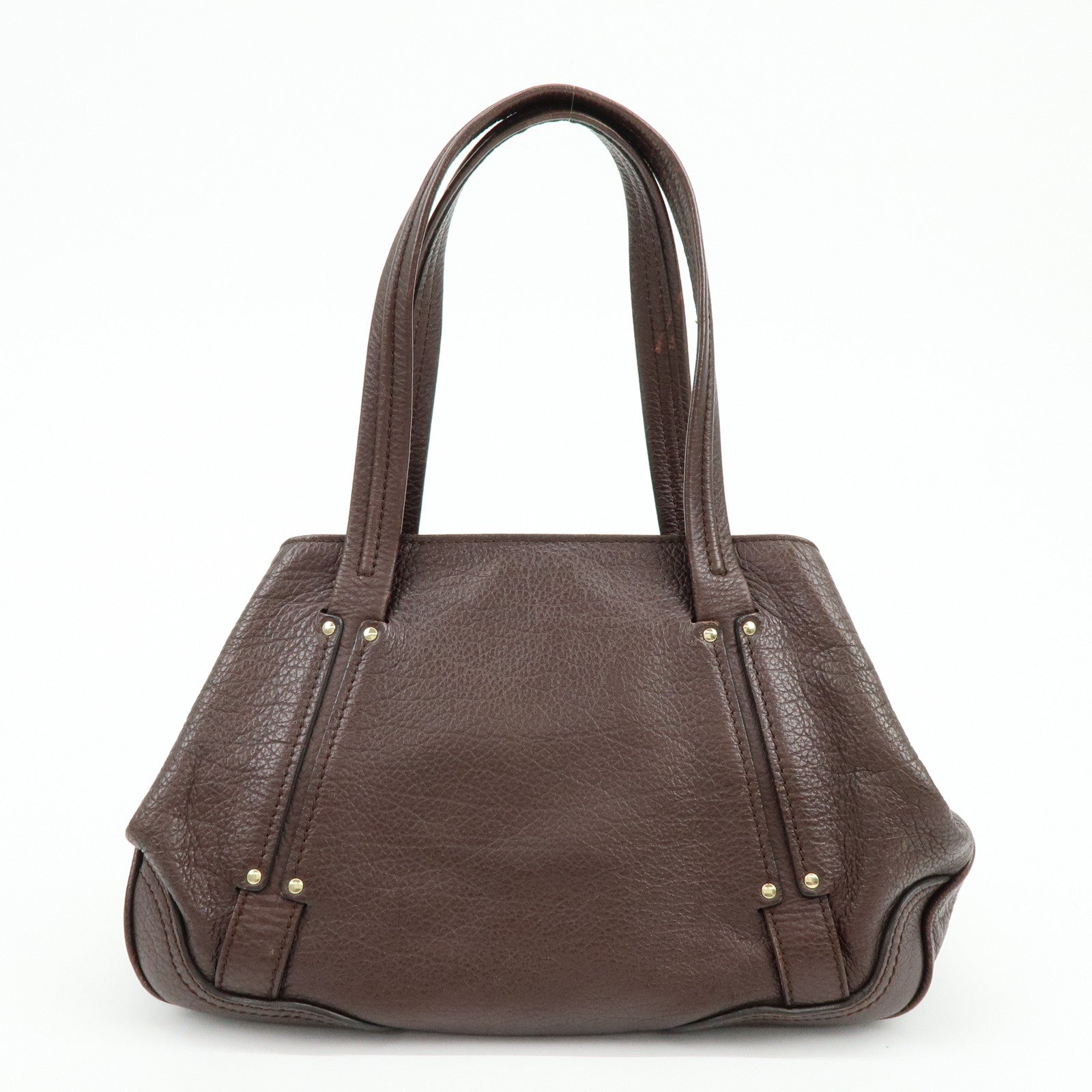 CELINE Macadam Leather Tote Bag Shoulder Bag Dark Brown
