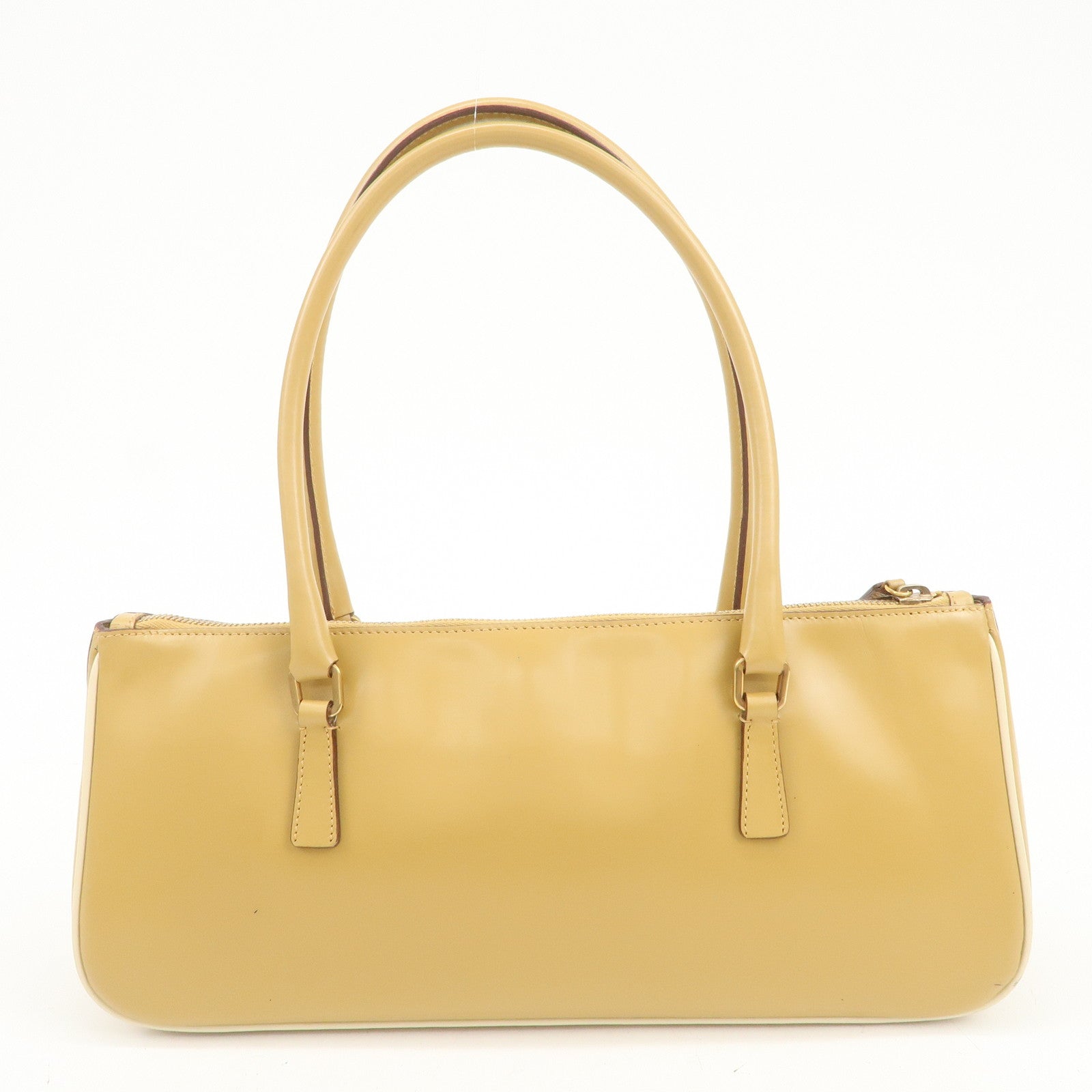 PRADA Leather Shoulder Bag Hand Bag Light Brown