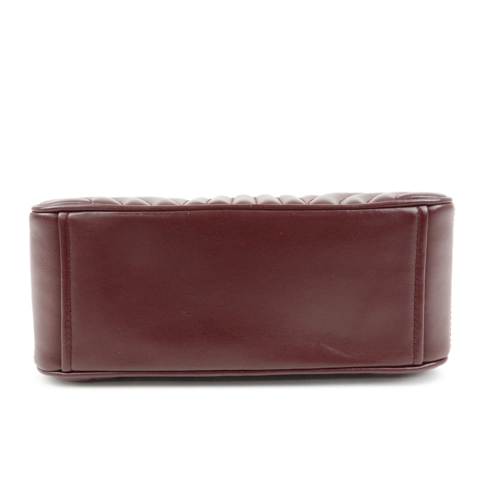 PRADA Leather Chain Shoulder Bag Crossbody Bag Bordeaux 1BH083
