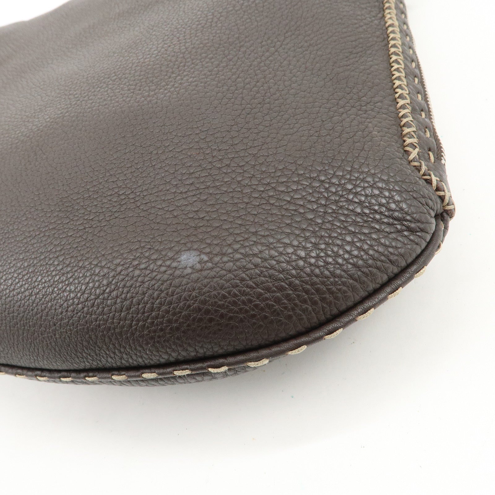 FENDI Selleria Leather Shoulder Bag Hand Bag Brown