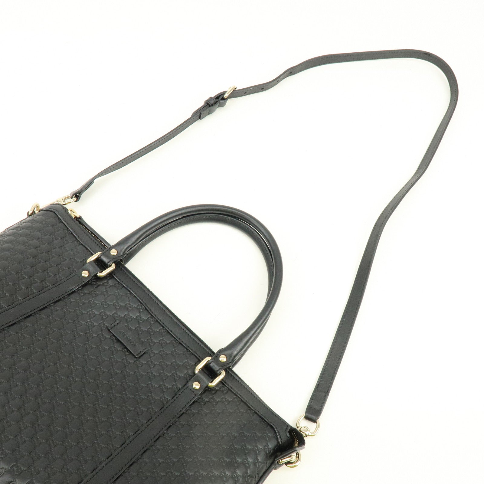 GUCCI Micro Guccissima Leather 2Way Bag Hand Bag Shoulder Bag Black