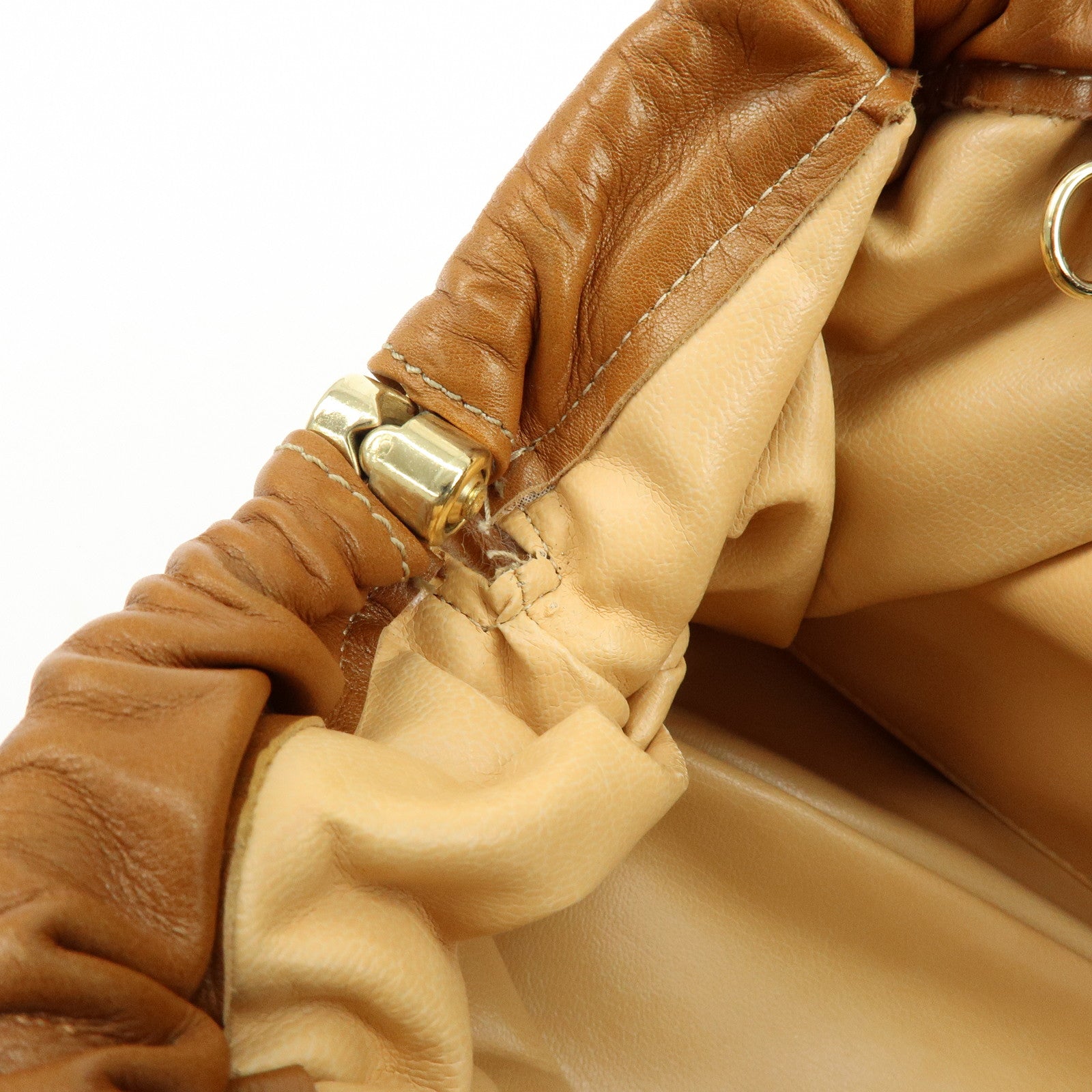 CELINE Leather 2Way Shoulder Bag Clutch Bag Brown