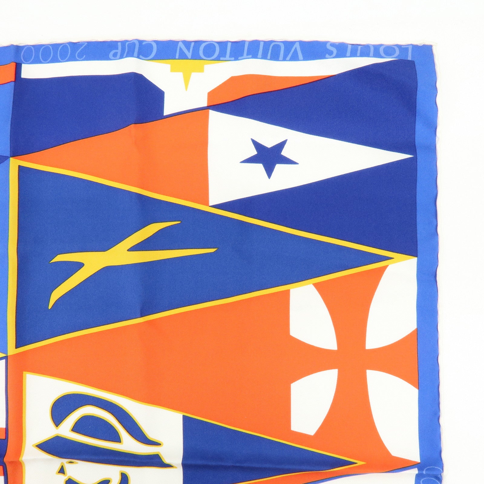 Louis Vuitton LV Cup Silk 100% Scarf Flag Print Blue Red White