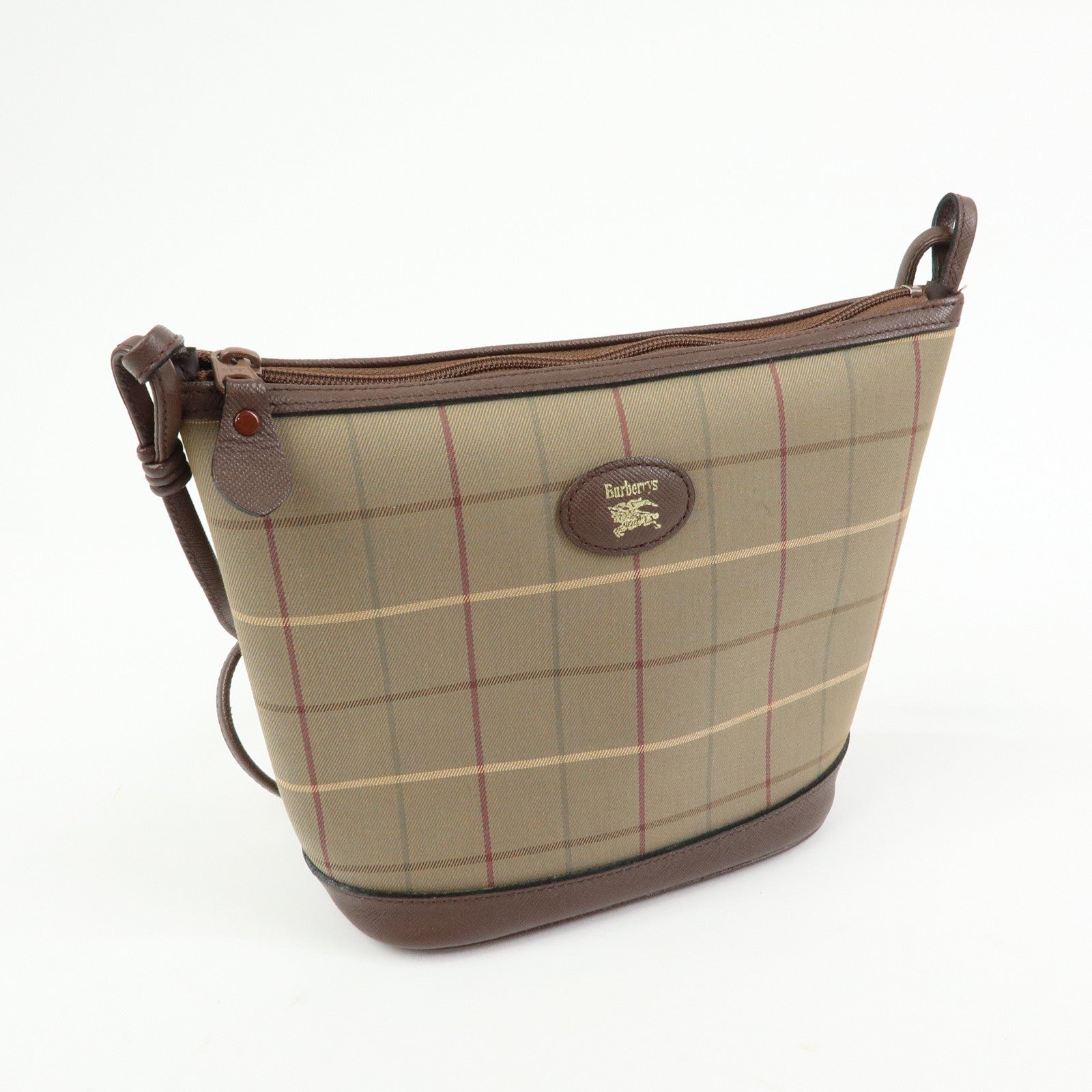 BURBERRY Canvas Leather Shoulder Bag Crossbody Bag Beige Brown