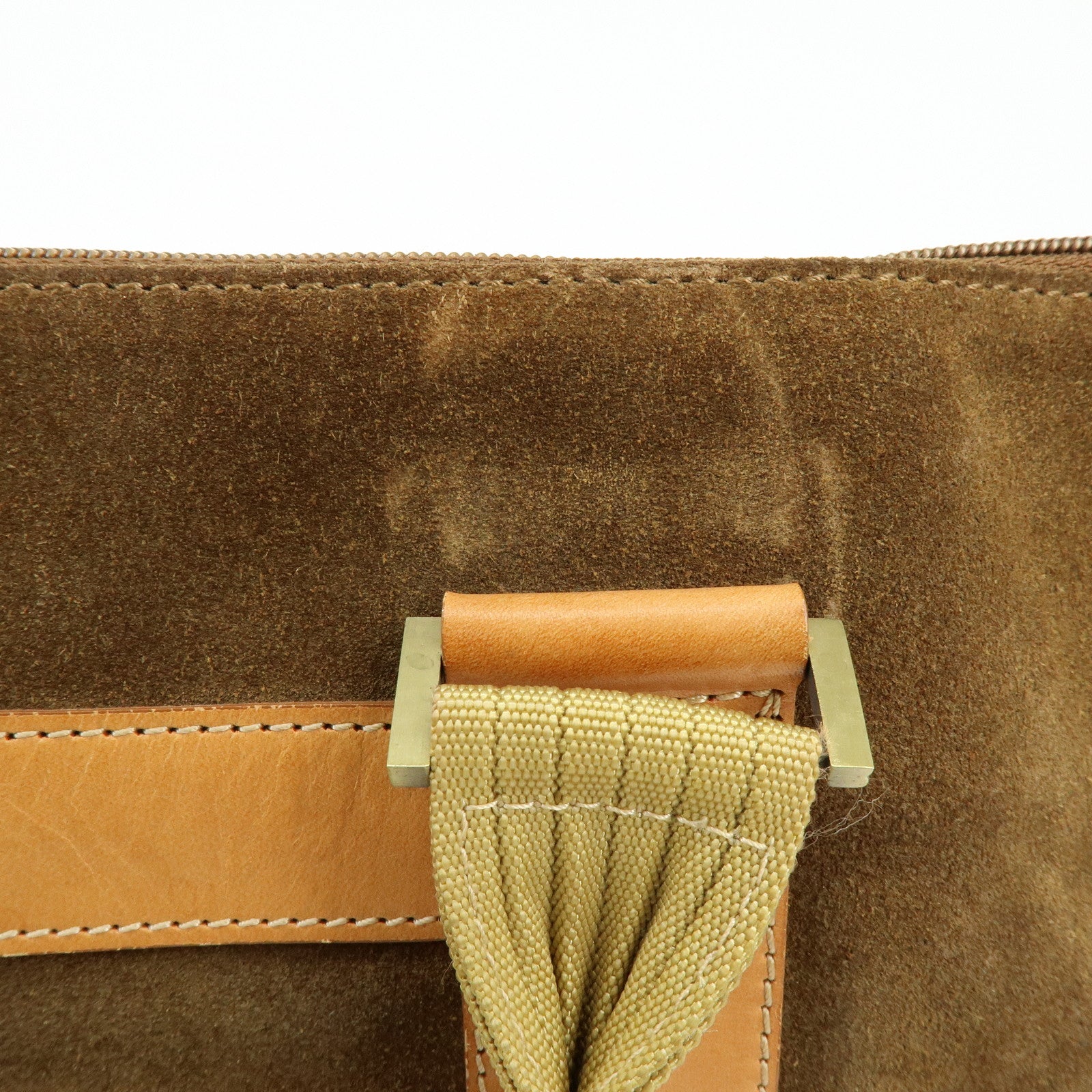 Ferragamo Suede Leather Tote Bag Shoulder Bag Hand Bag Brown