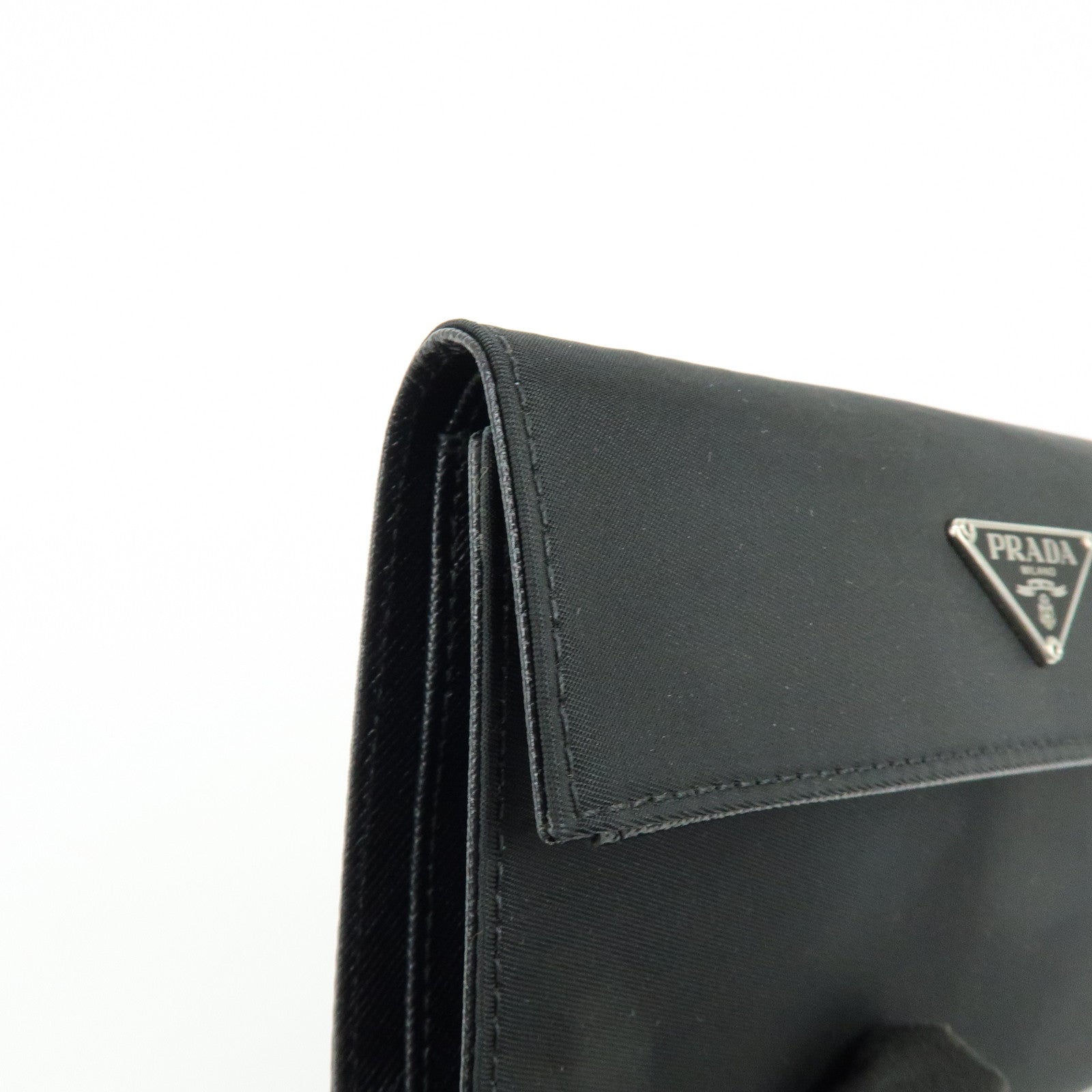 PRADA Triangle Logo Nylon Saffiano Leather Tri-fold Wallet M510