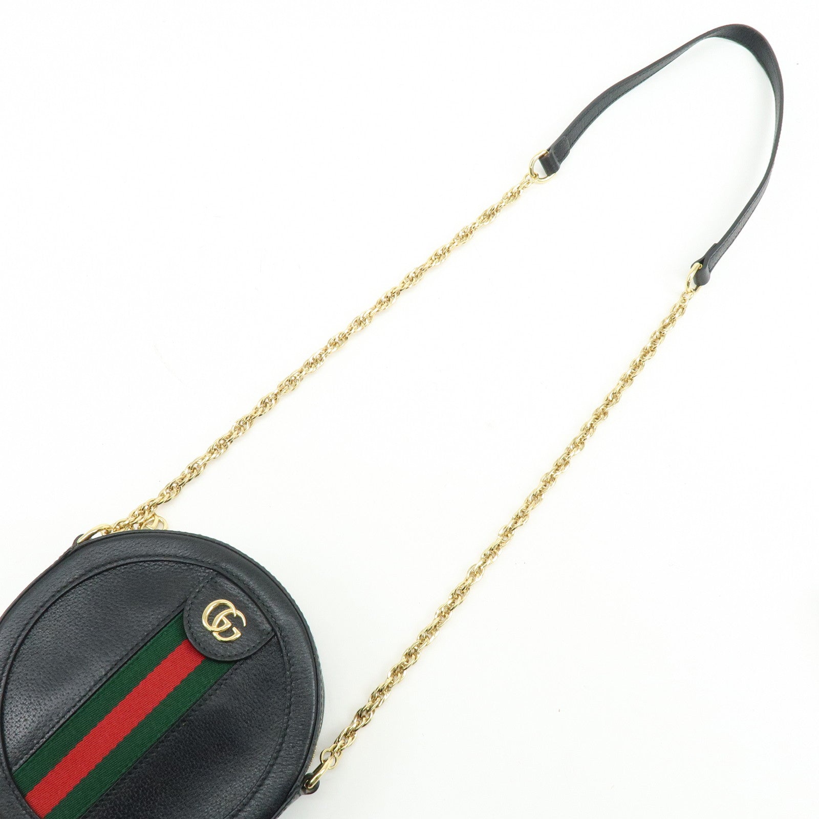 GUCCI Ophidia Sherry Calf Leather Round Chain Shoulder Bag 550618