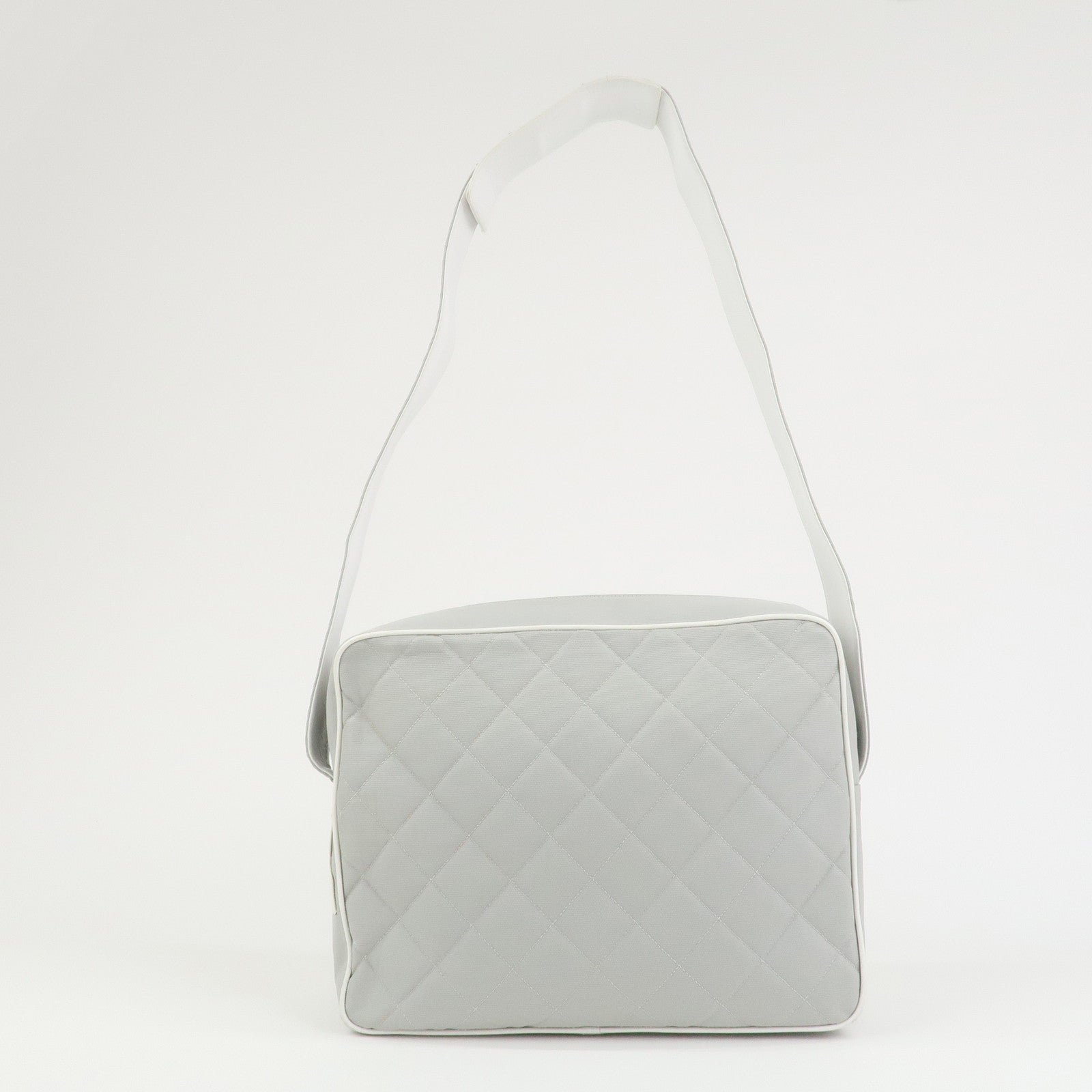 CHANEL Sports Line COCO Mark Canvas Leather Shoulder Bag Gray White