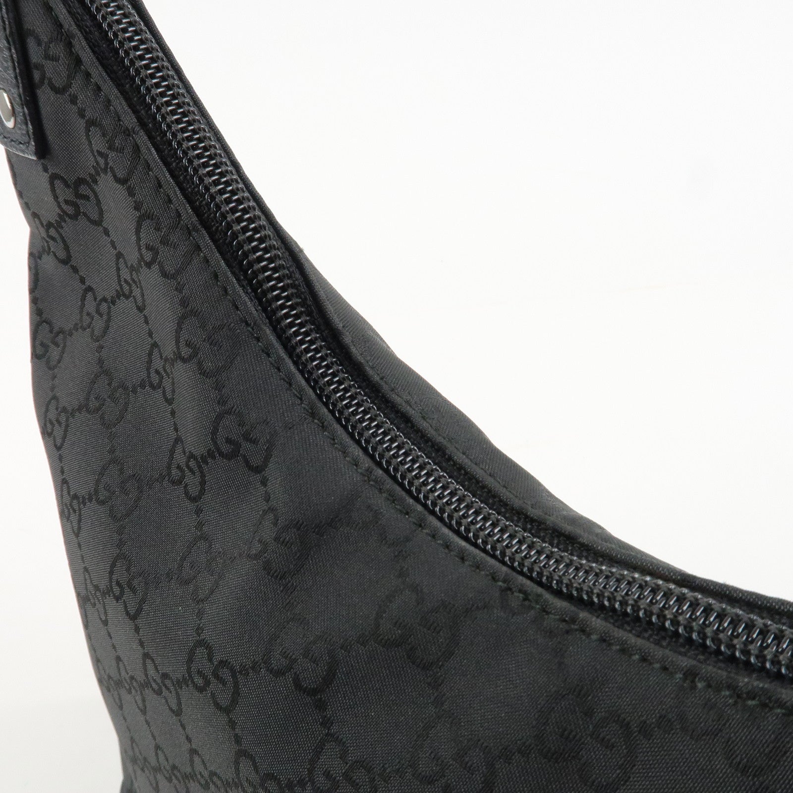 GUCCI GG Nylon Leather Shoulder Bag Hand Bag Black 179776 Used