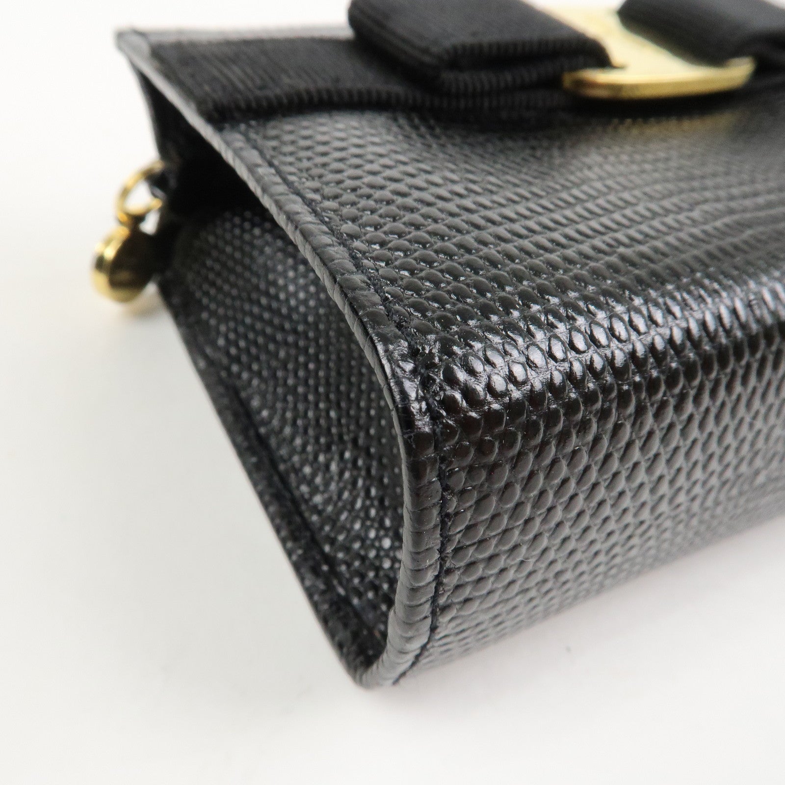 Ferragamo Set Of 2 Leather Nylon Pouch Black Purple Gold