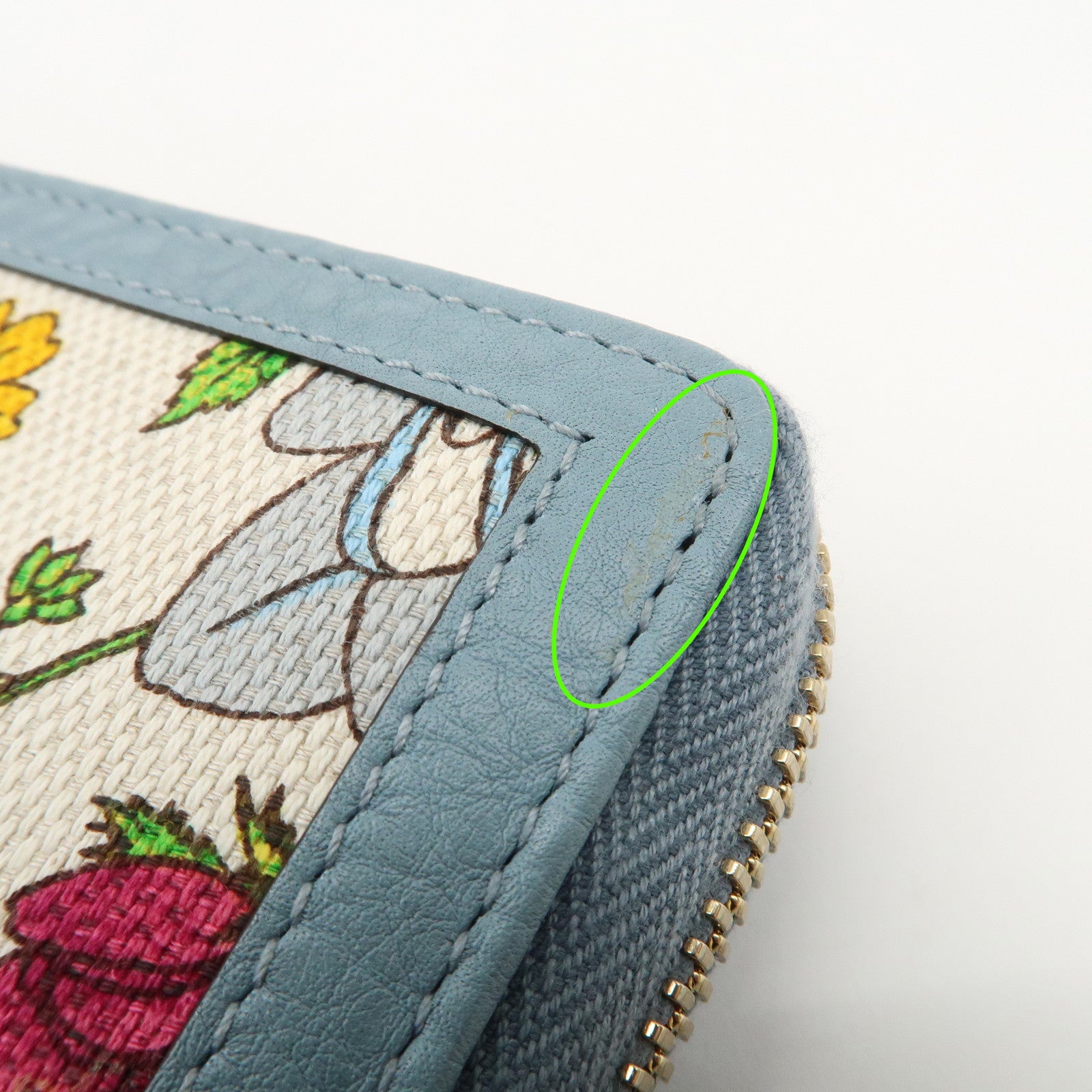 GUCCI Flora Bamboo Canvas Leather Round Zippy Long Wallet 356708