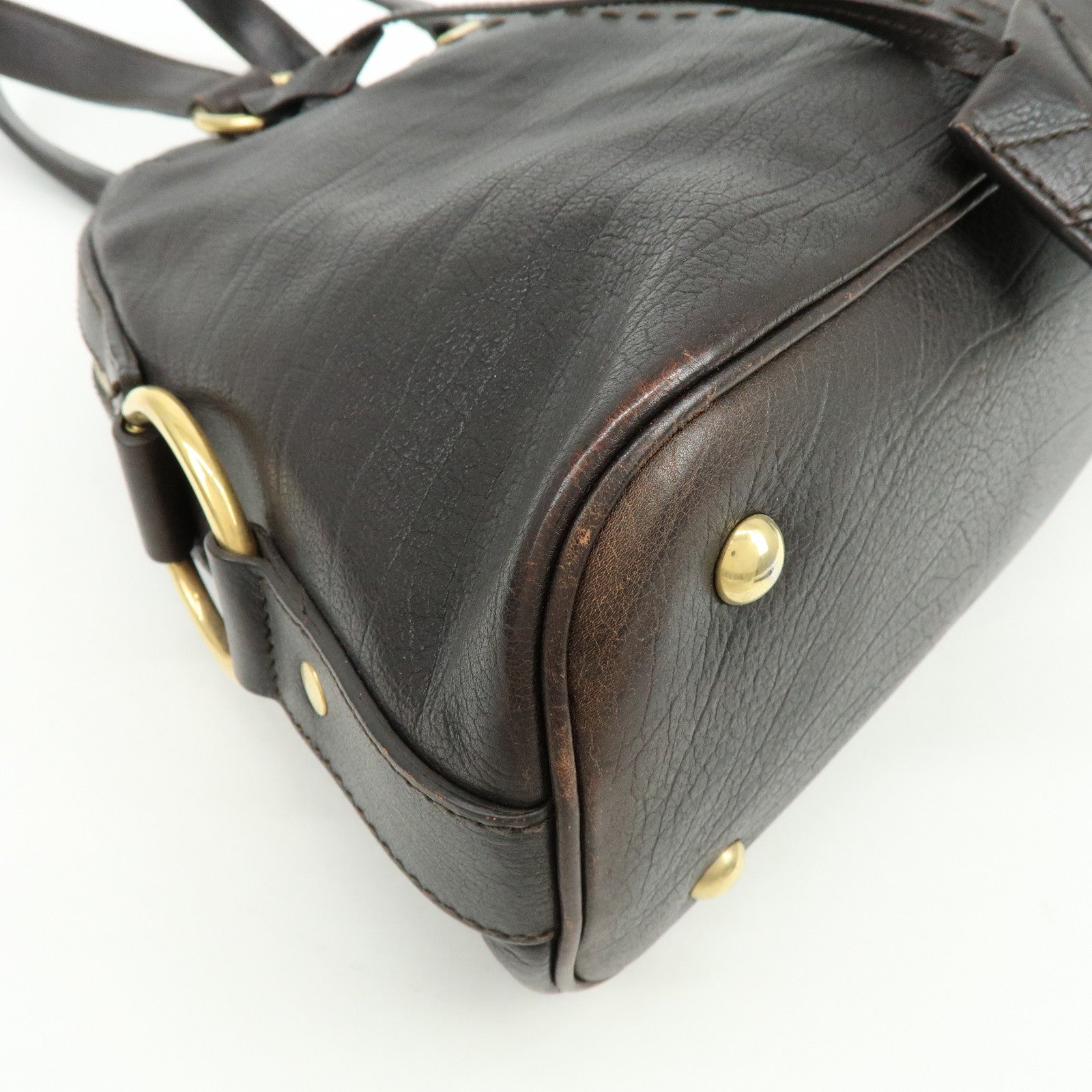 SAINT LAURENT PARIS Muse Y Line Calf Leather Hand Boston Bag Brown