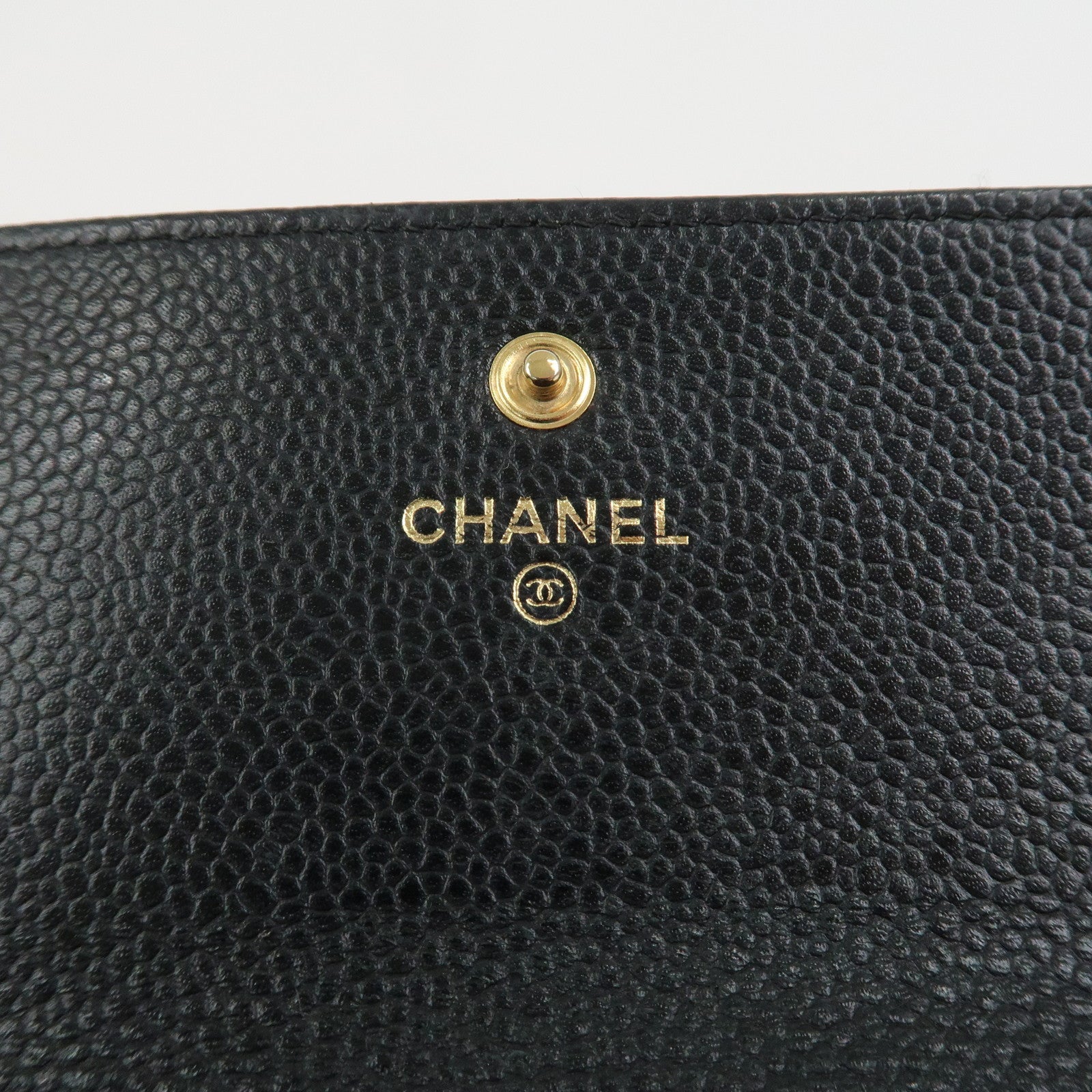 CHANEL COCO Mark Matelasse Caviarskin Long Flap Wallet Black A50096