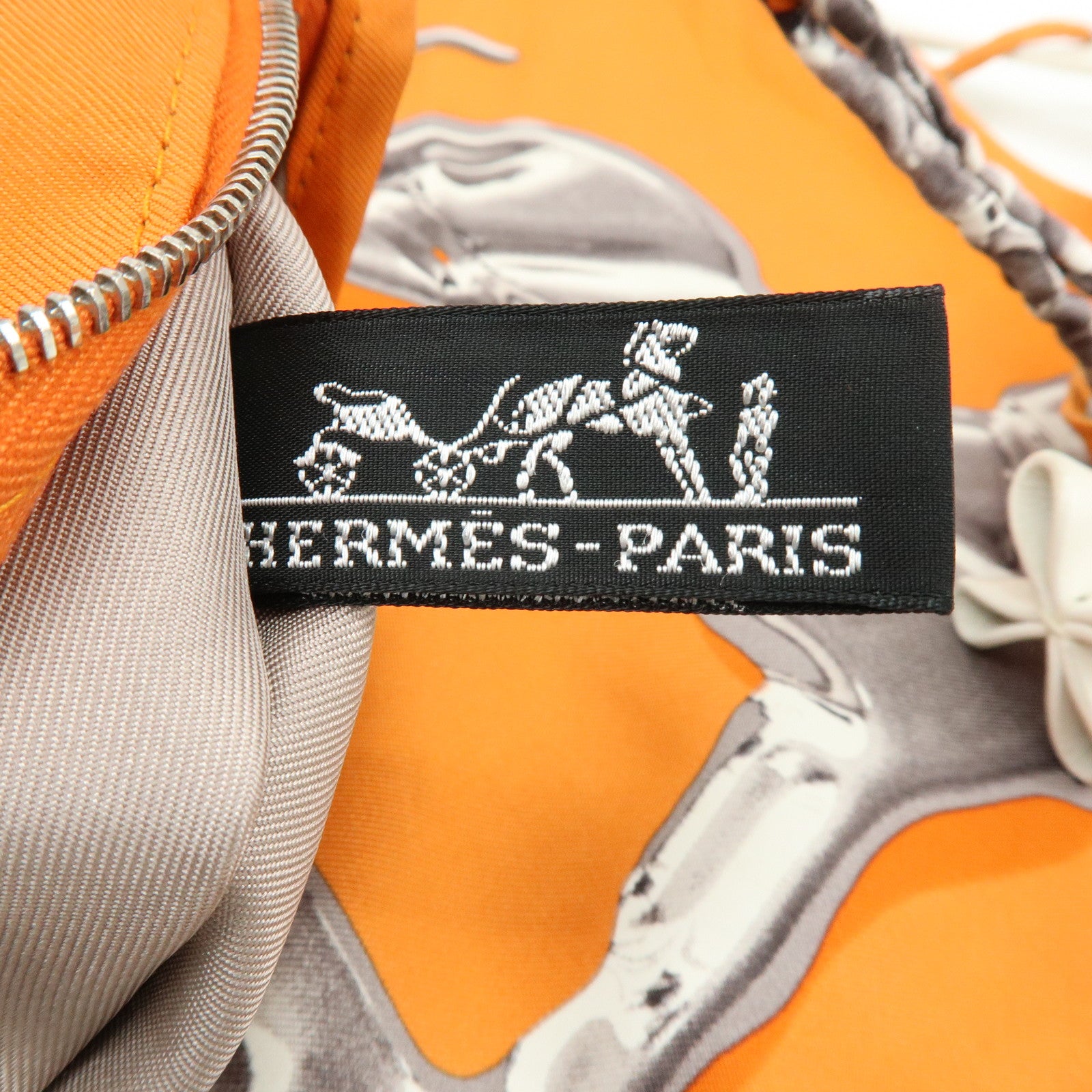 HERMS Silk Leather Silky City PM □O Stamped Shoulder Bag Orange