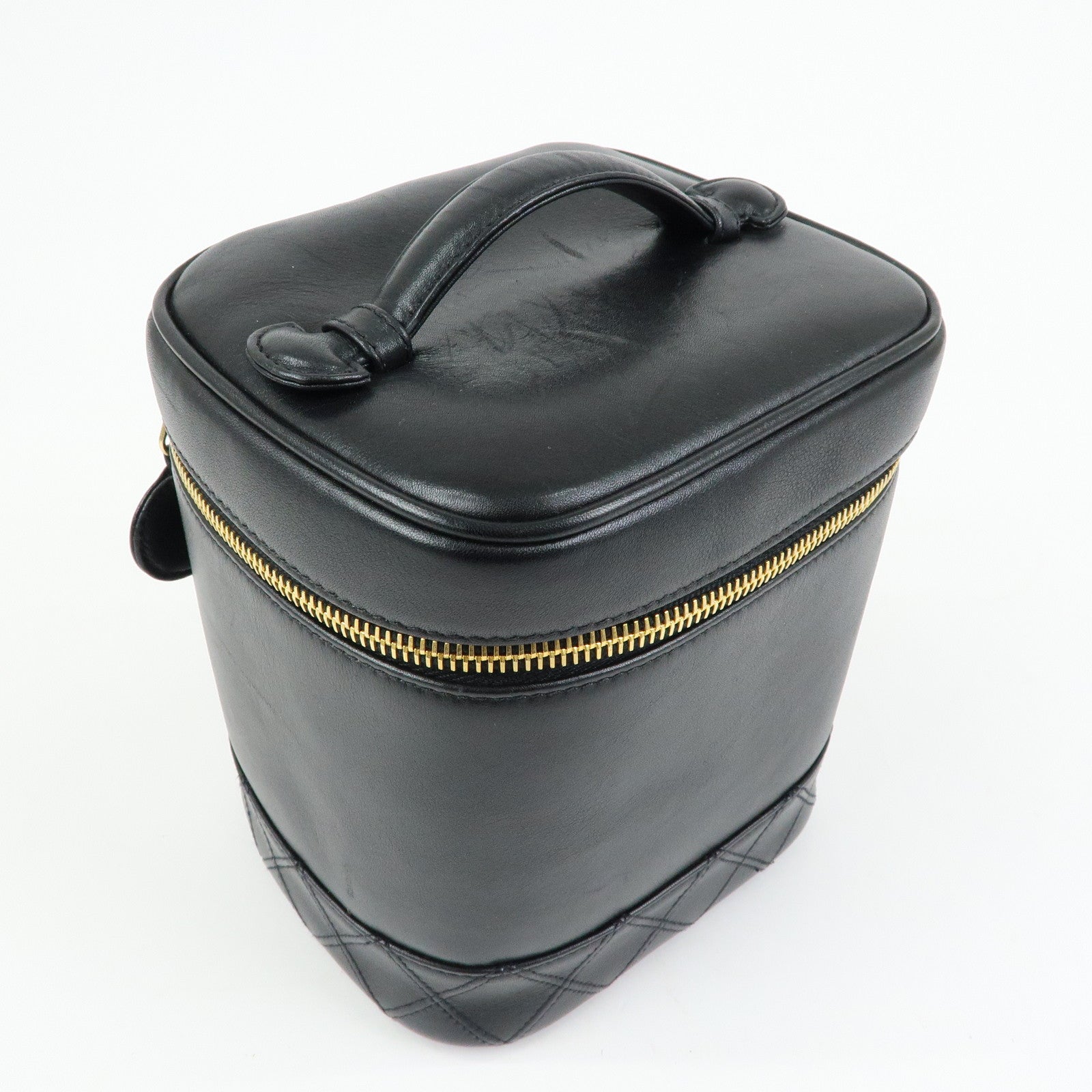 CHANEL COCO Mark Bicolore Lamb Skin Vanity Bag Hand Bag A01619