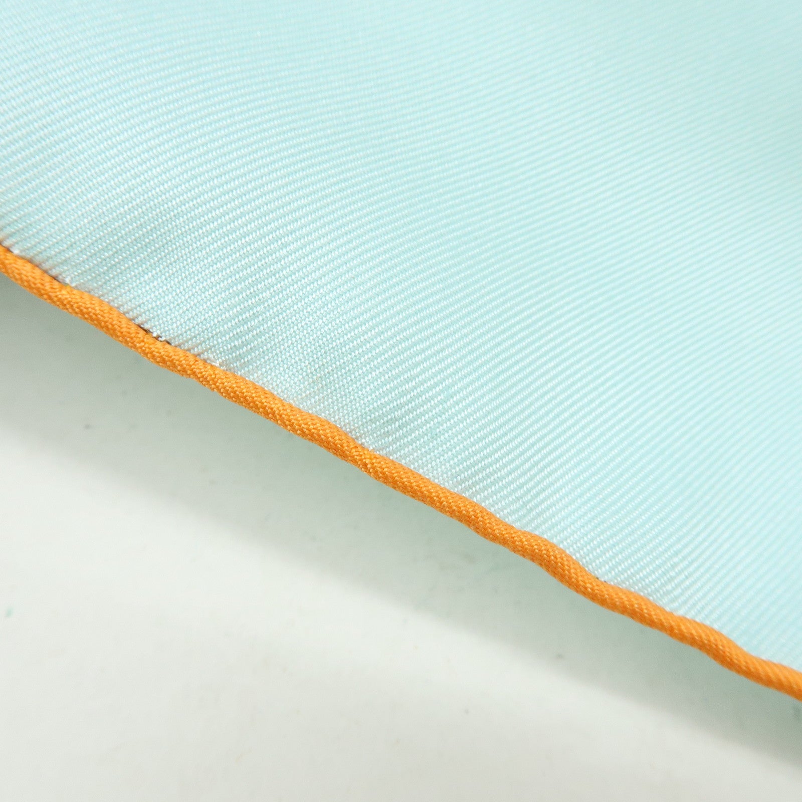 HERMES Carre 90 Silk 100% PAPEROLLES Scarf Light Blue Ivory