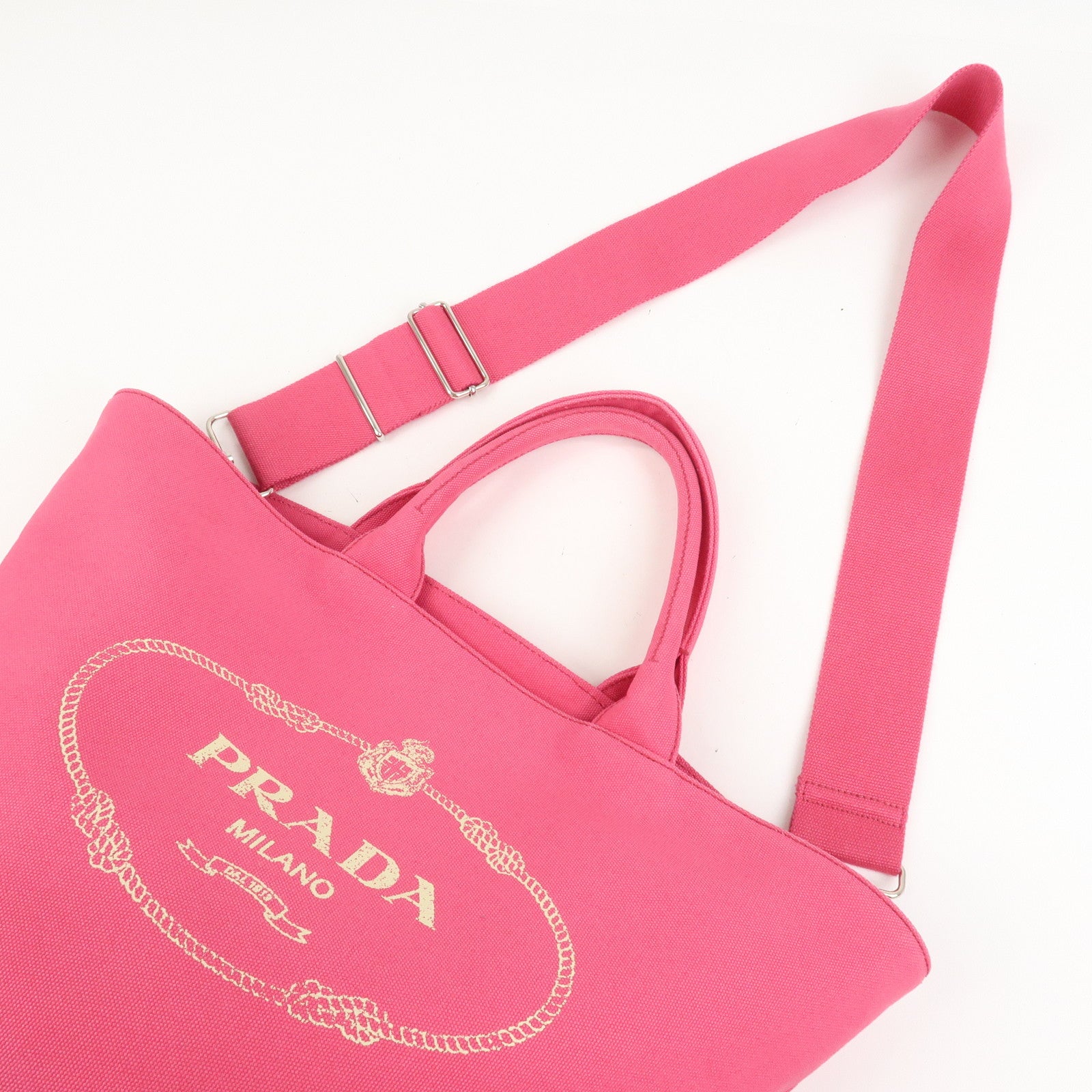 PRADA Canapa Canvas 2Way Bag Tote Bag Shoulder Bag Pink 1BG163