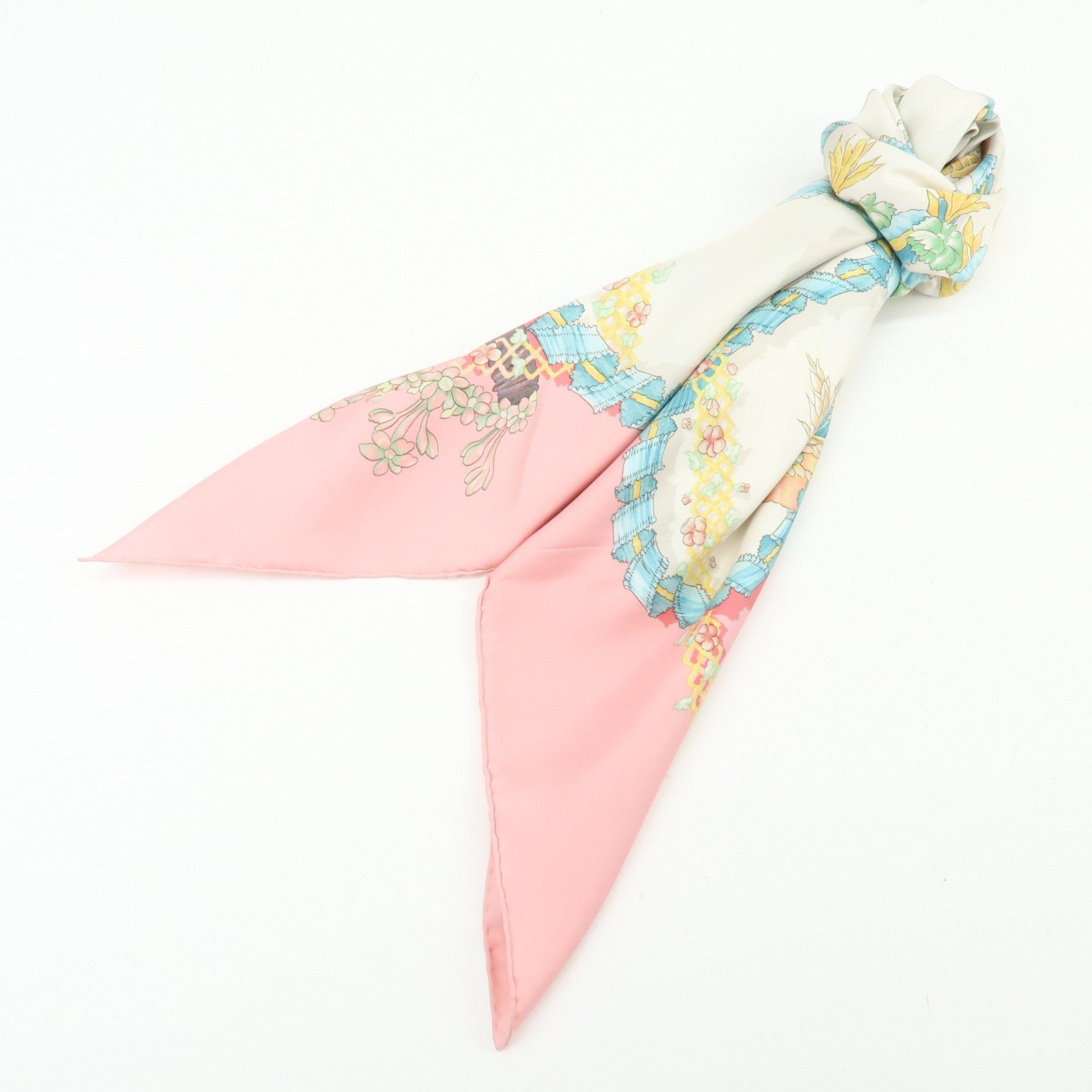 HERMES Carre 90 Silk 100% Scarf Le Sacre du Printemps Pink White