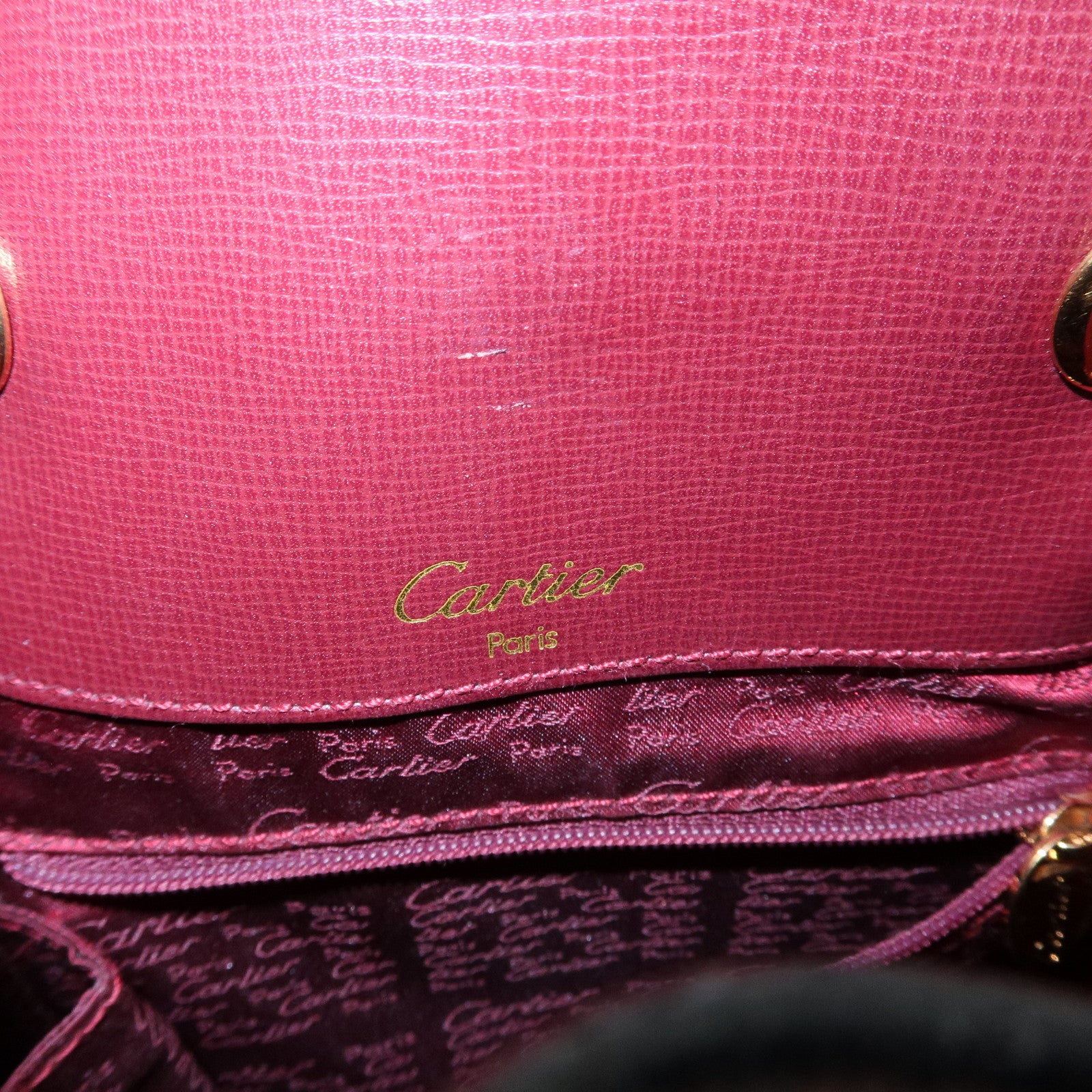 Cartier Must de Cartier Leather Drawstring Shoulder Bag Bordeaux