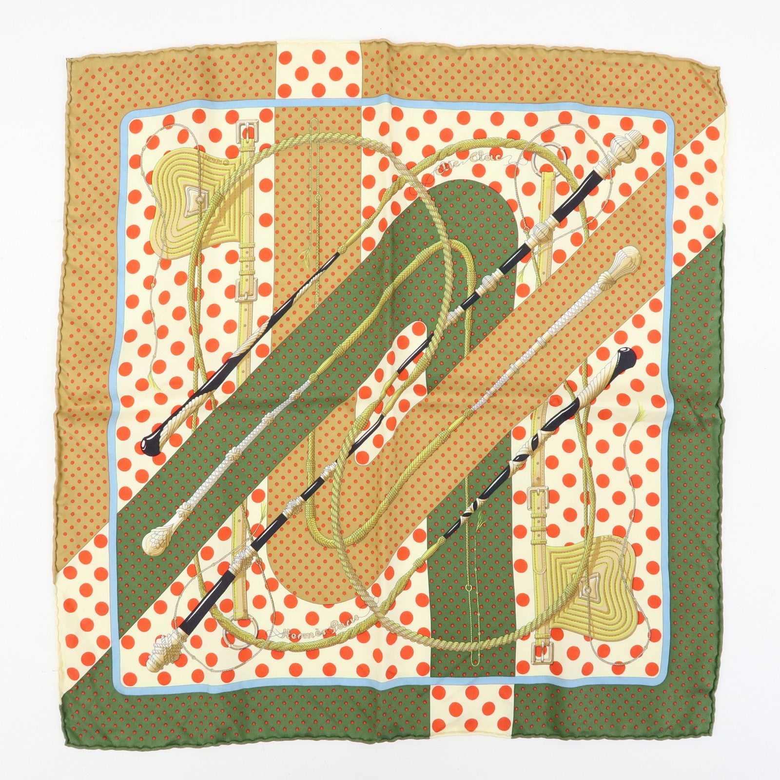 HERMES Petit Carre42 Set of 2 Silk 100% Scarf Clic Clac MORS＆FILETS