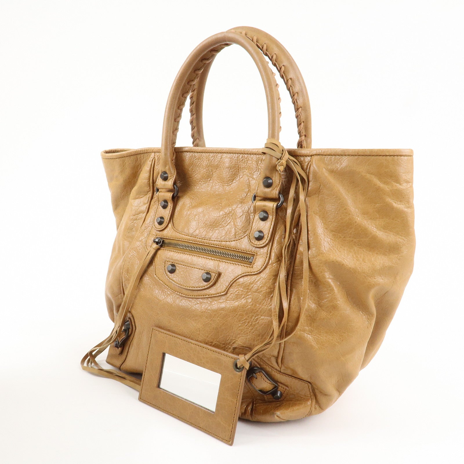 BALENCIAGA The Sunday Leather Tote Bag Hand Bag Brown 228750 Used