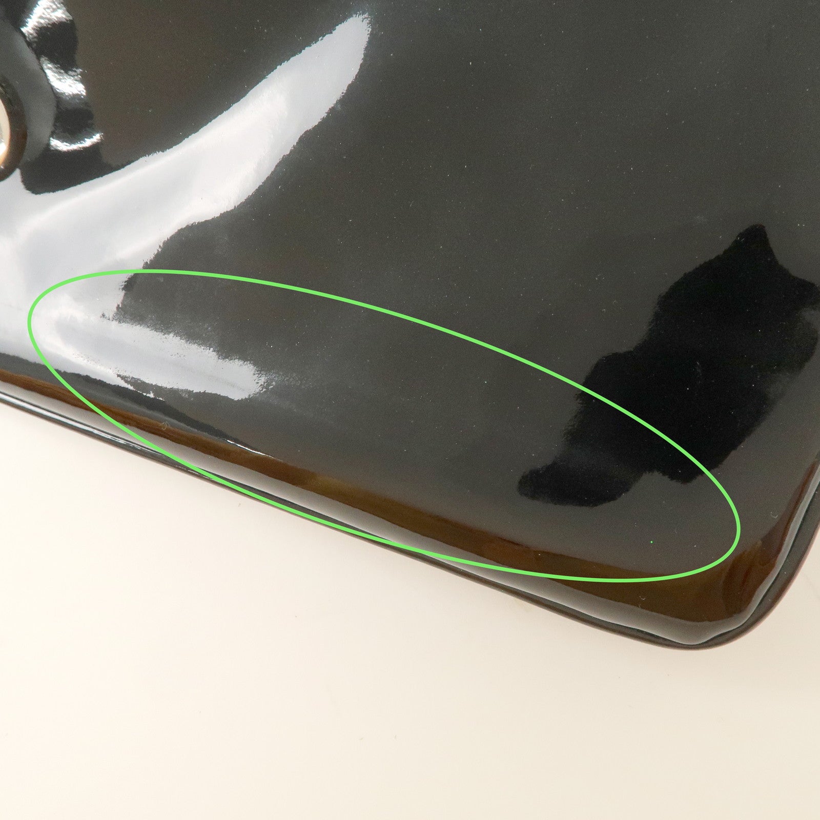 CHANEL Patent Leather Chain Shoulder Bag Hand Bag Black