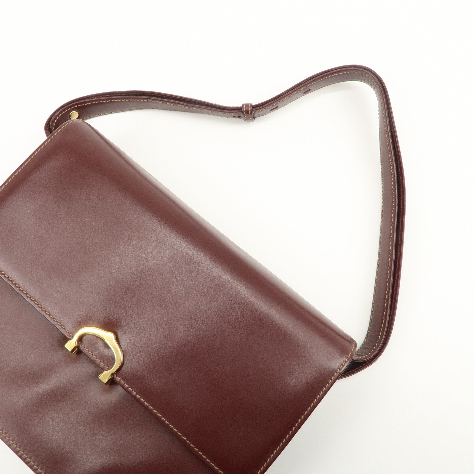 Cartier Must de Cartier Leather Shoulder Bag Hand Bag Bordeaux