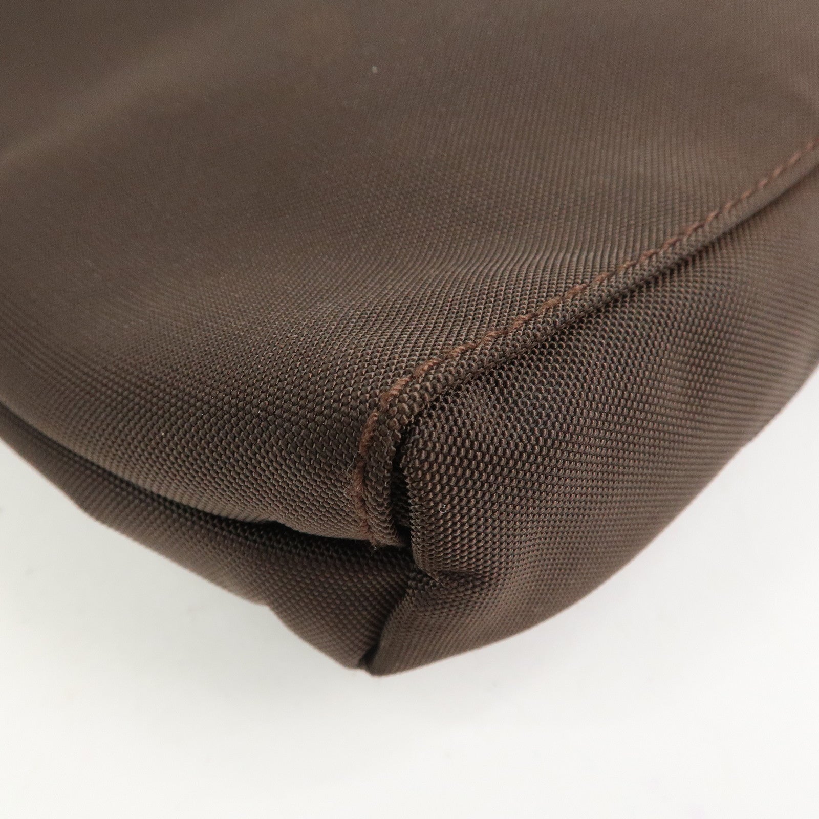 Ferragamo Nylon Leather Shoulder Bag Crossbody Bag Brown Silvern