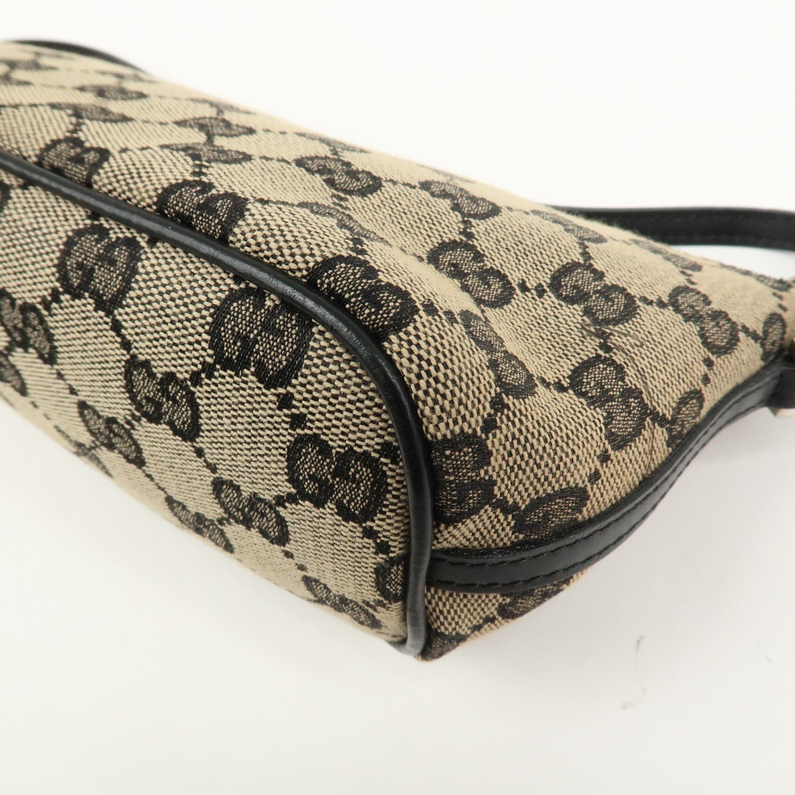 GUCCI Boat Bag GG Monogram Canvas Pouch Hand Bag Beige 039.1103