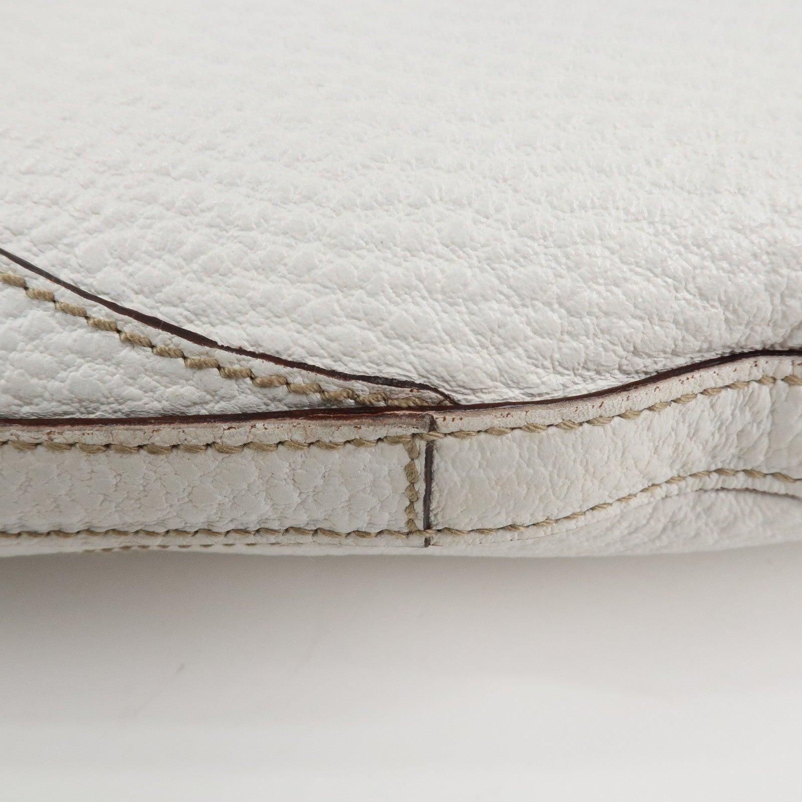 GUCCI Horsebit Leather Shoulder Bag Hand Bag White 137388