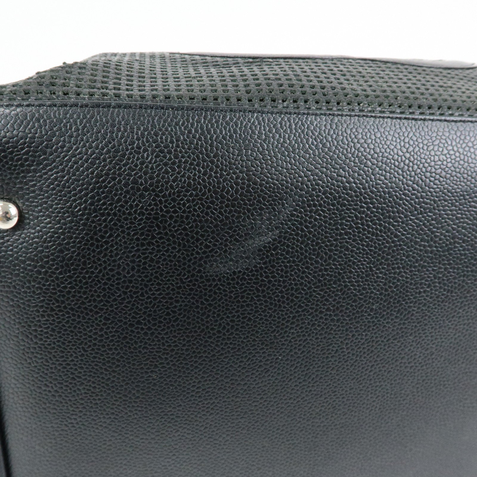CHANEL COCO Mark Caviarskin Punching Boston Bag Hand Bag Black