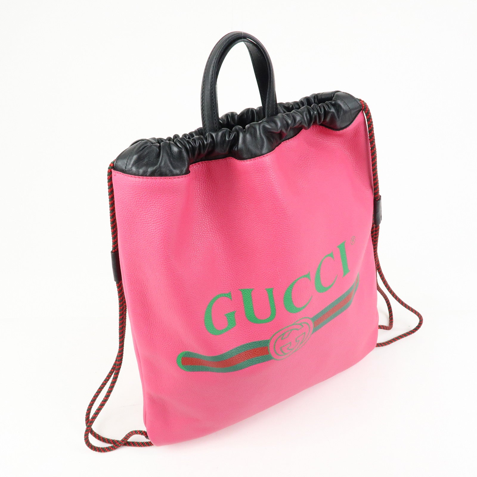 GUCCI Interlocking G Sherry Leather 2Way Bag Backpack Pink 494053