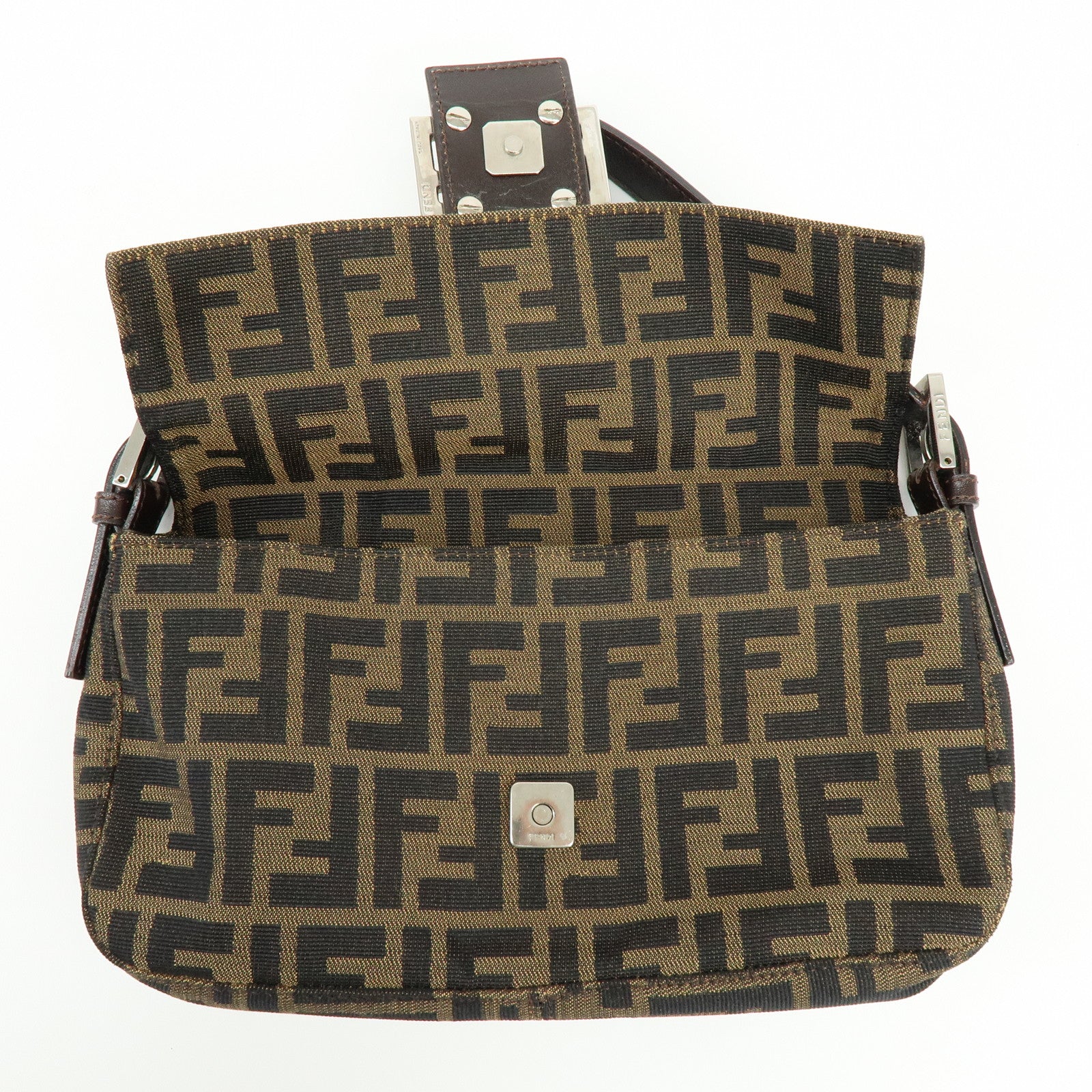 FENDI Mamma Baguette Jacquard Canvas Leather Hand Bag 17132642