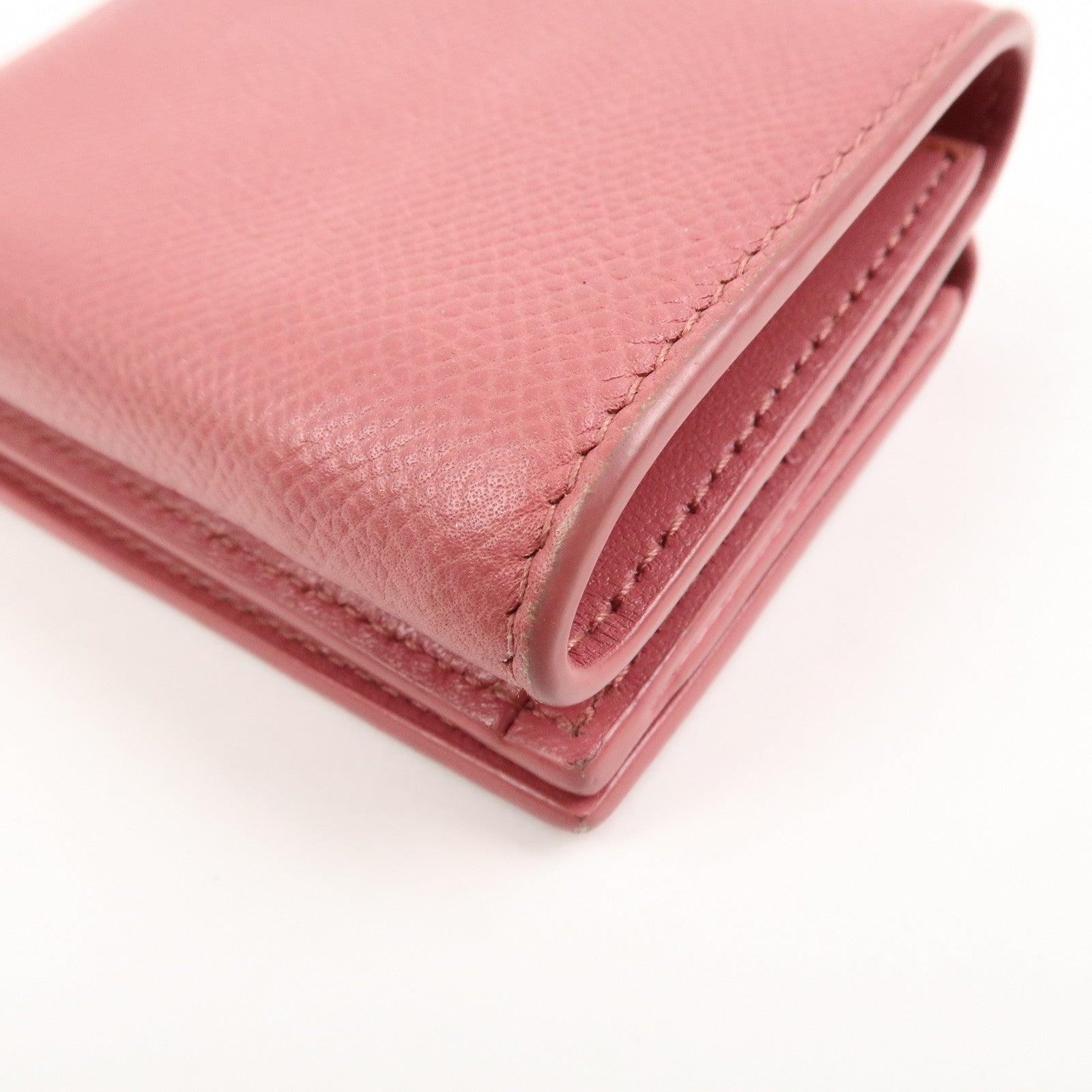 Christian Dior Logo Leather Tri-fold Small Compact Wallet Pink