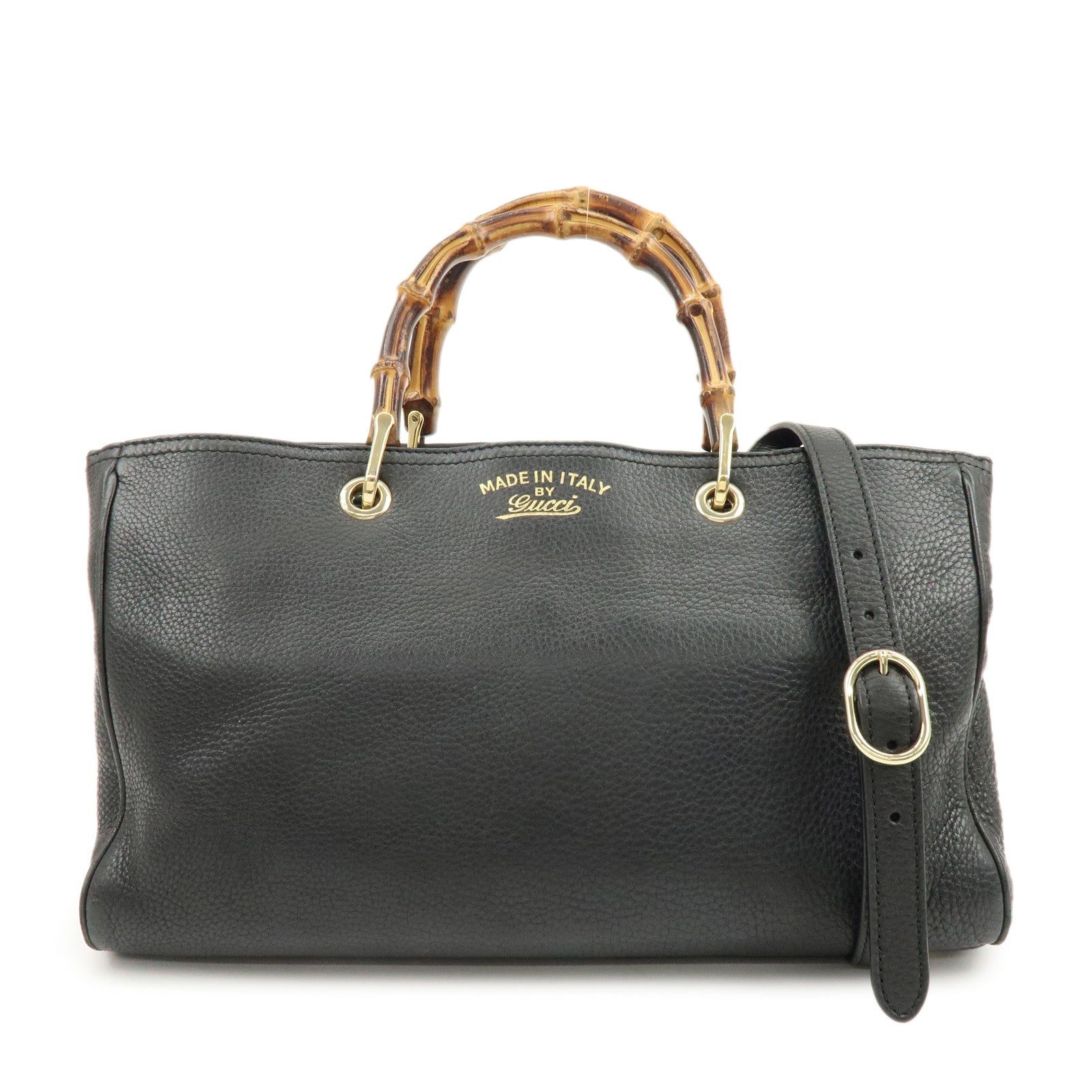 GUCCI Bamboo Shopper Medium 2Way Bag Shoulder Bag Black 323660