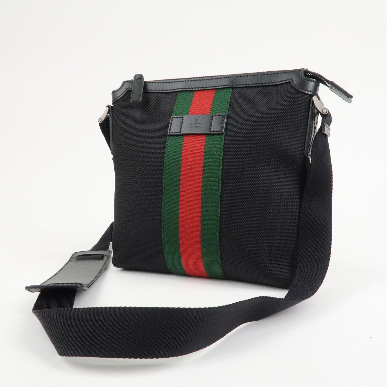 GUCCI Sherry Canvas Leather Shoulder Bag Crossbody Bag Black 631195